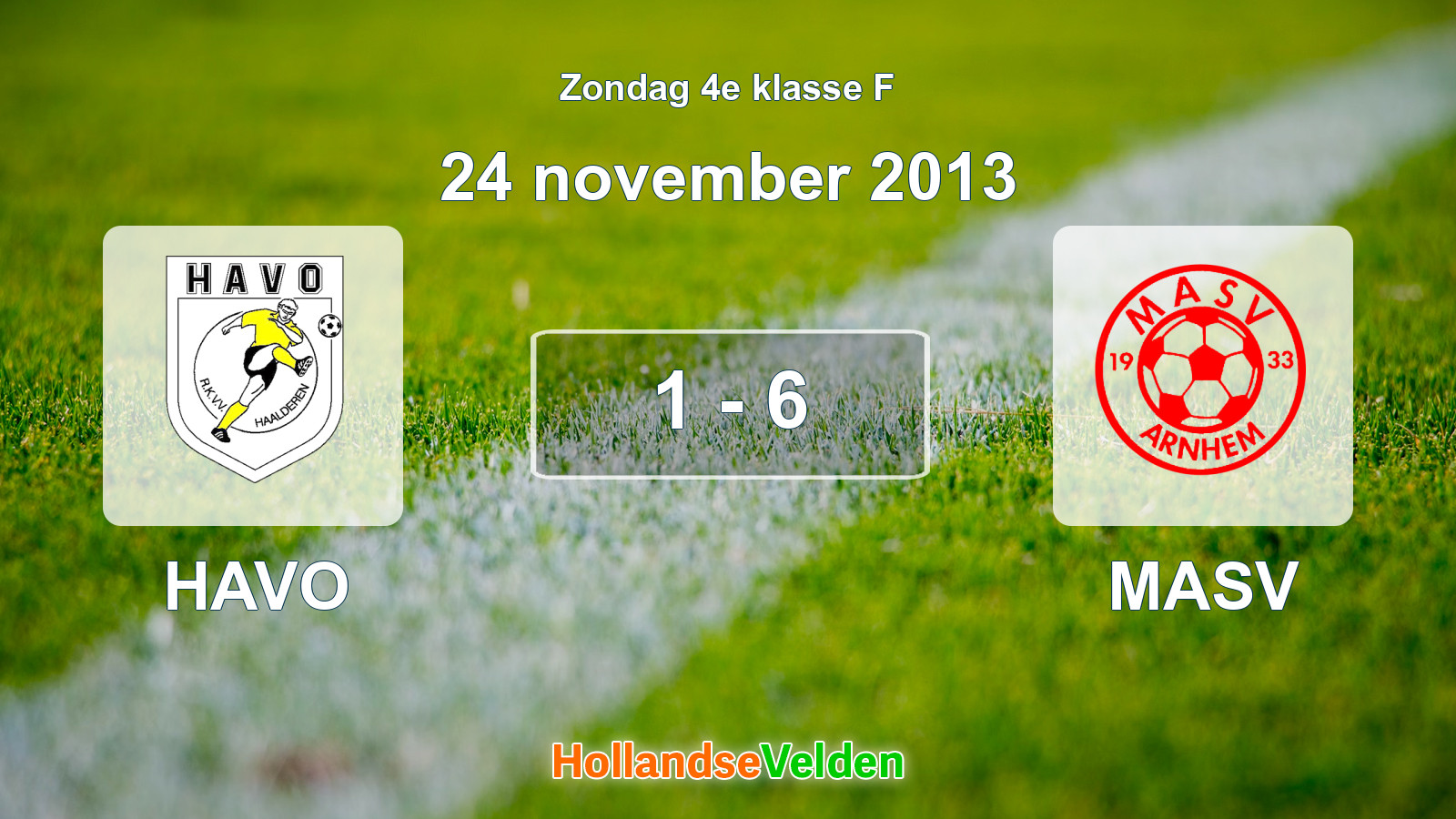 Gespeelde wedstrijd: HAVO - MASV 1 - 6 (24 november 2013)
