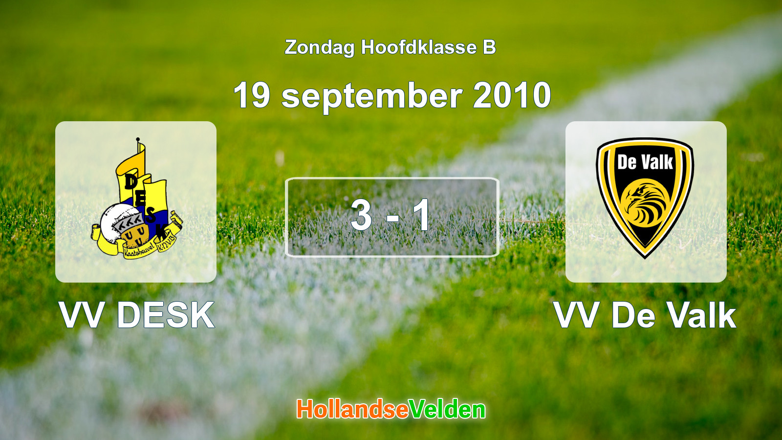 Gespeelde wedstrijd: VV DESK - VV De Valk 3 - 1 (19 september 2010)