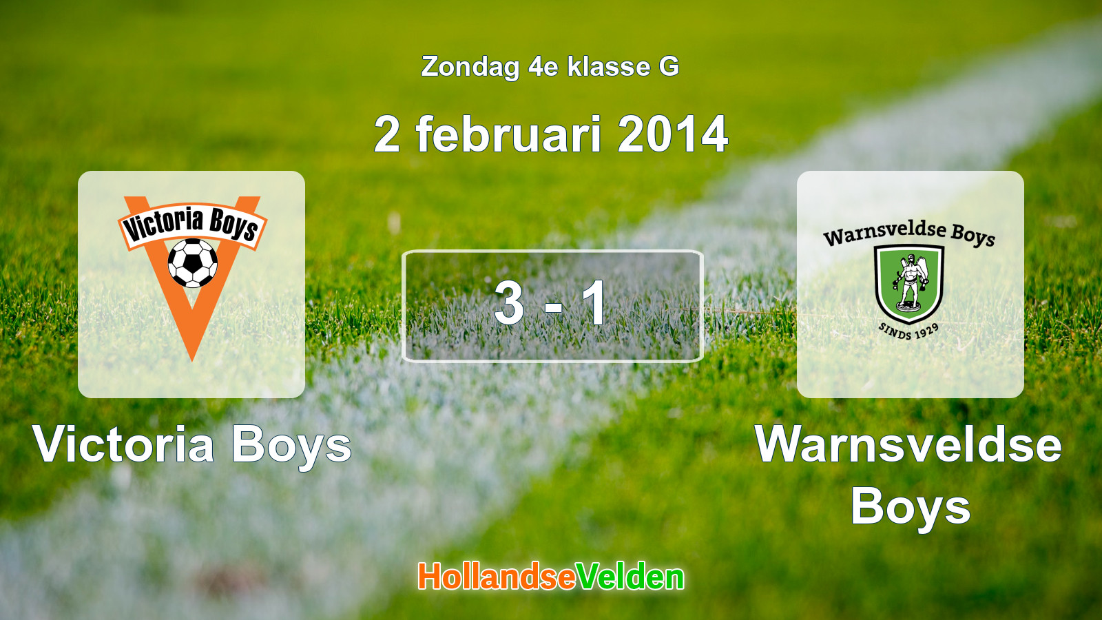Gespeelde wedstrijd: Victoria Boys - Warnsveldse Boys 3 - 1 (2 februari 2014)