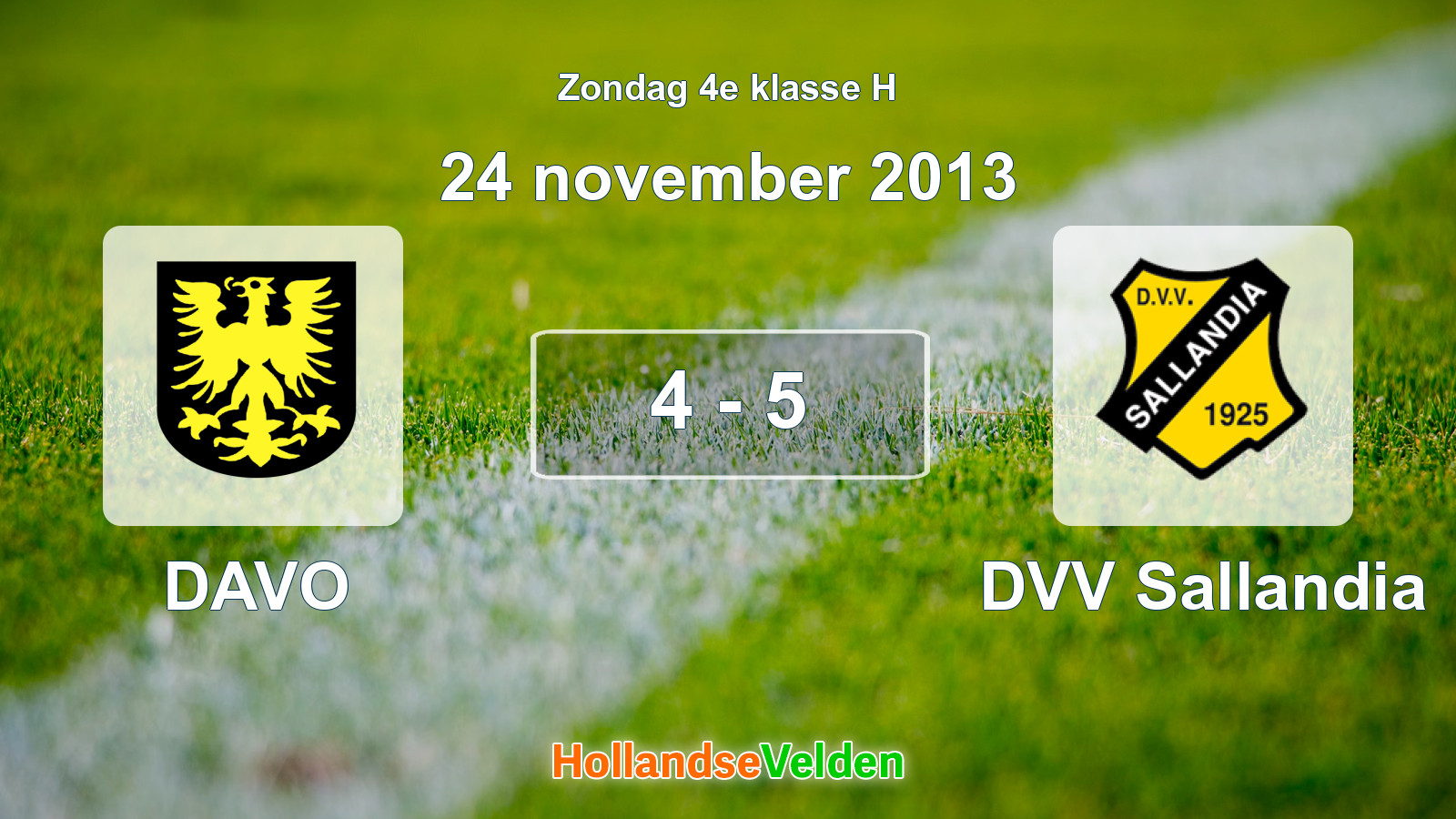 Gespeelde wedstrijd: DAVO - DVV Sallandia 4 - 5 (24 november 2013)