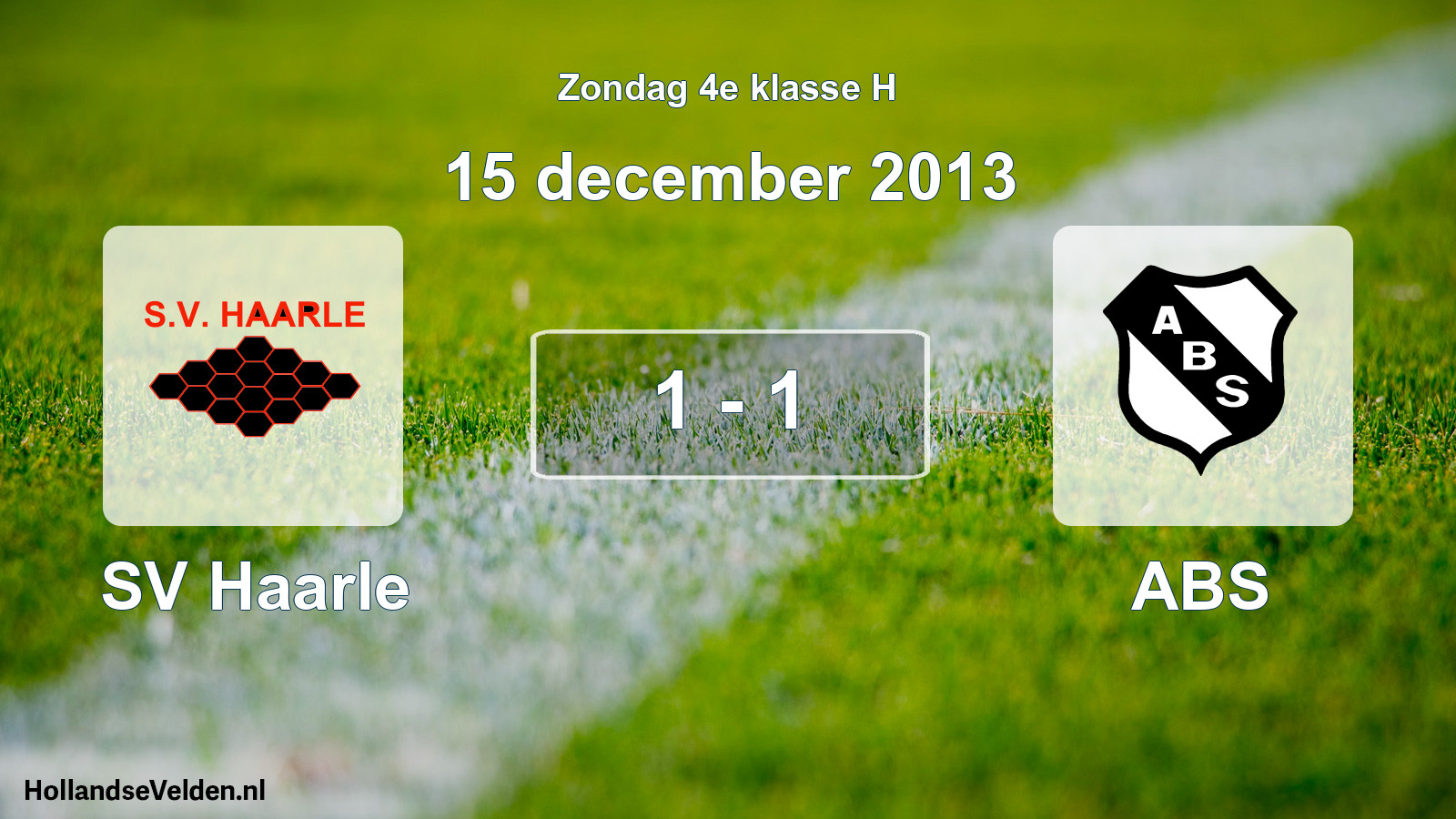 Gespeelde wedstrijd: SV Haarle - ABS 1 - 1 (15 december 2013)