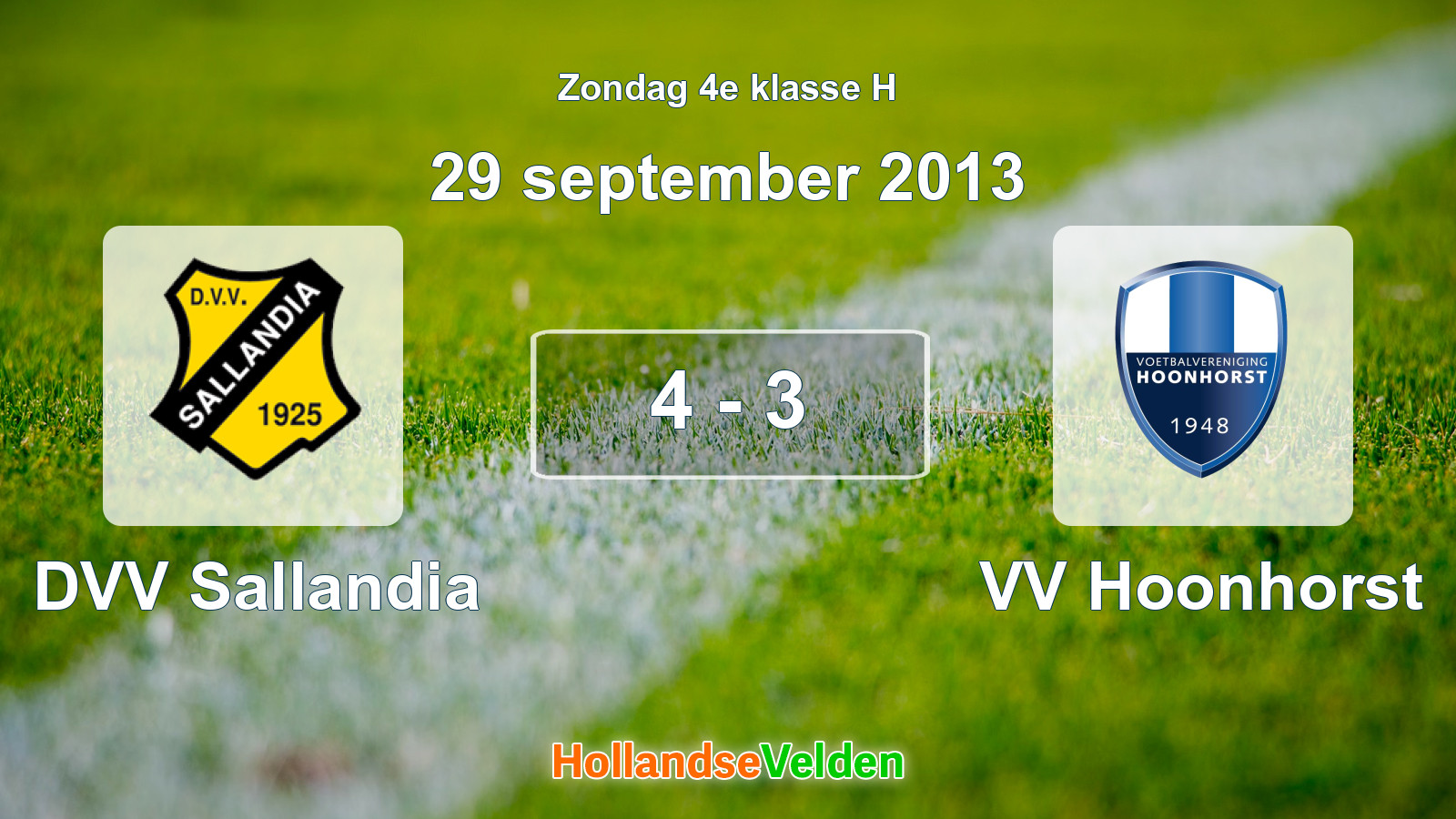 Gespeelde wedstrijd: DVV Sallandia - VV Hoonhorst 4 - 3 (29 september 2013)