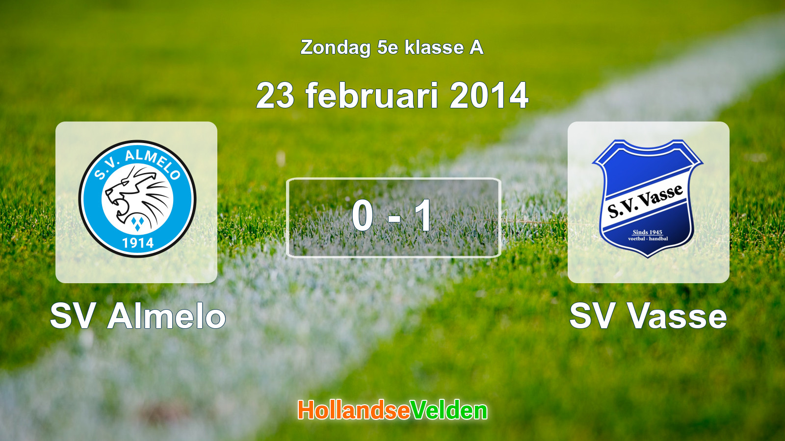 Gespeelde wedstrijd: SV Almelo - SV Vasse 0 - 1 (23 februari 2014)