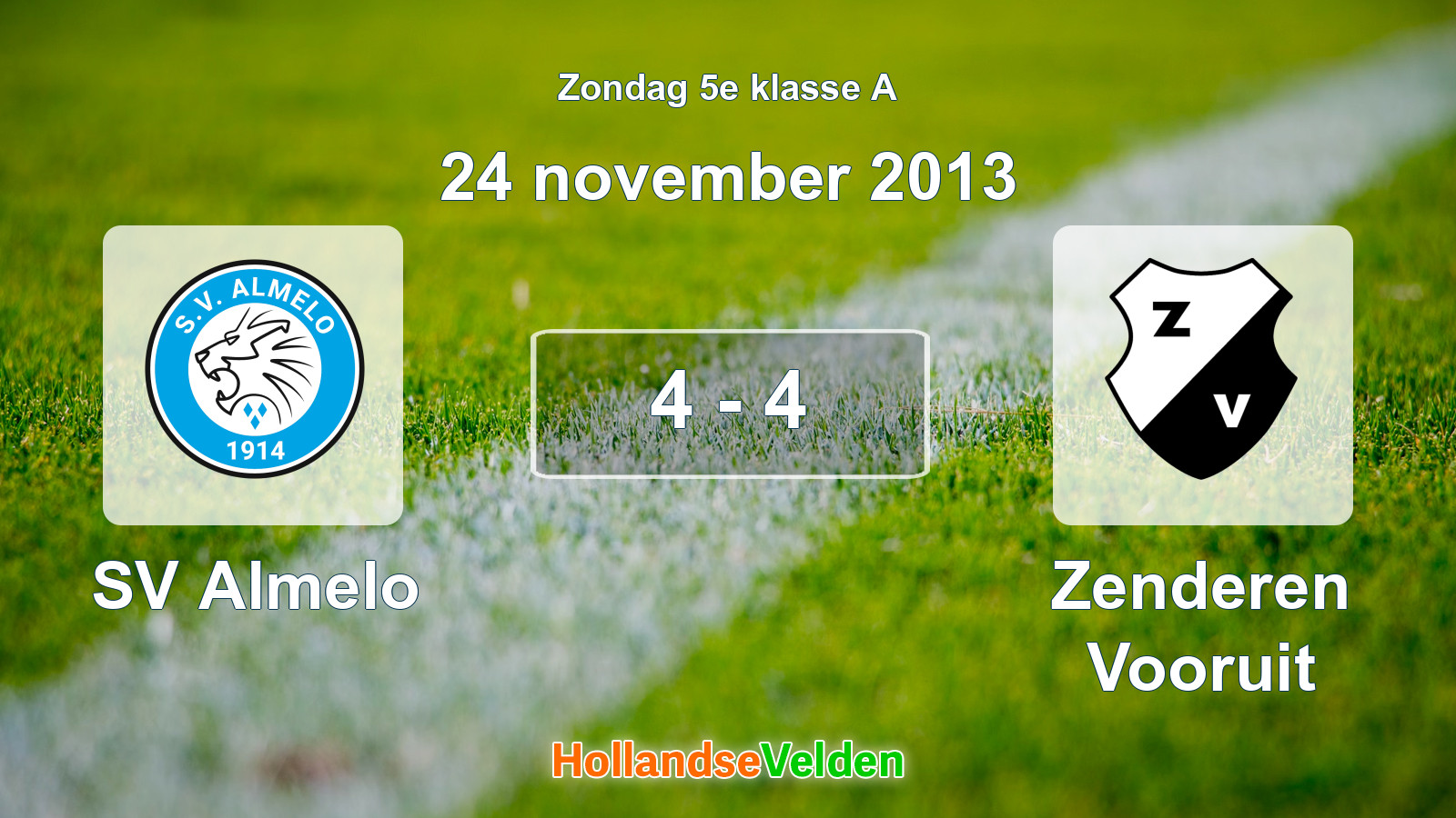Gespeelde wedstrijd: SV Almelo - Zenderen Vooruit 4 - 4 (24 november 2013)