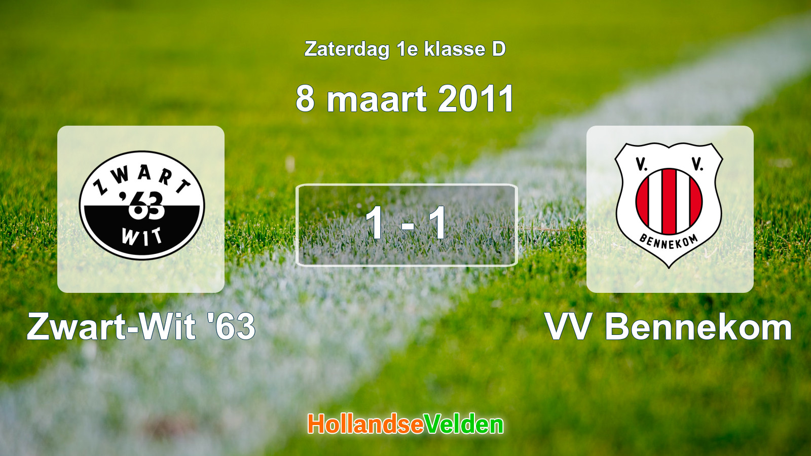 Gespeelde wedstrijd: Zwart-Wit '63 - VV Bennekom 1 - 1 (8 maart 2011)