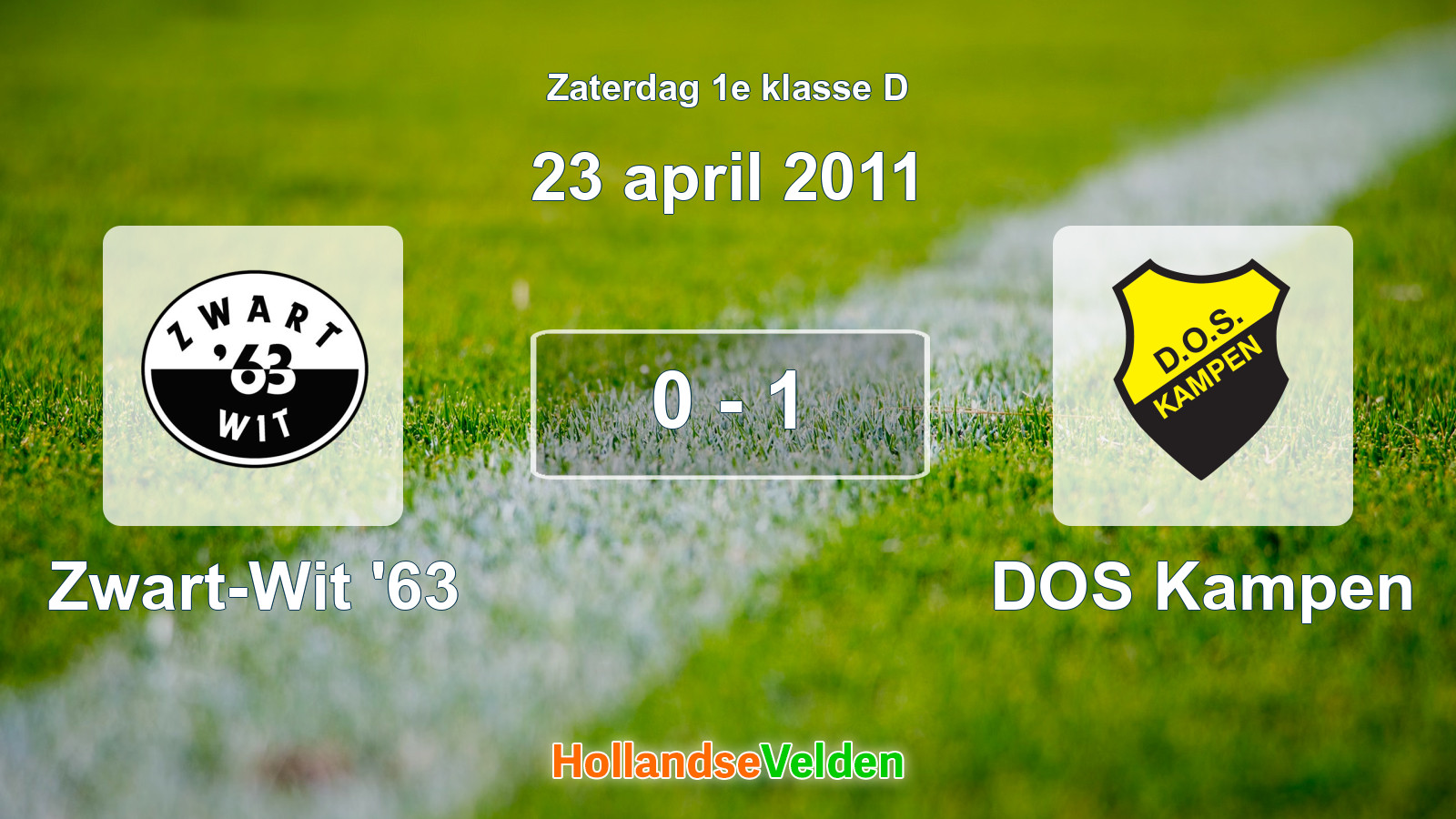 Gespeelde wedstrijd: Zwart-Wit '63 - DOS Kampen 0 - 1 (23 april 2011)