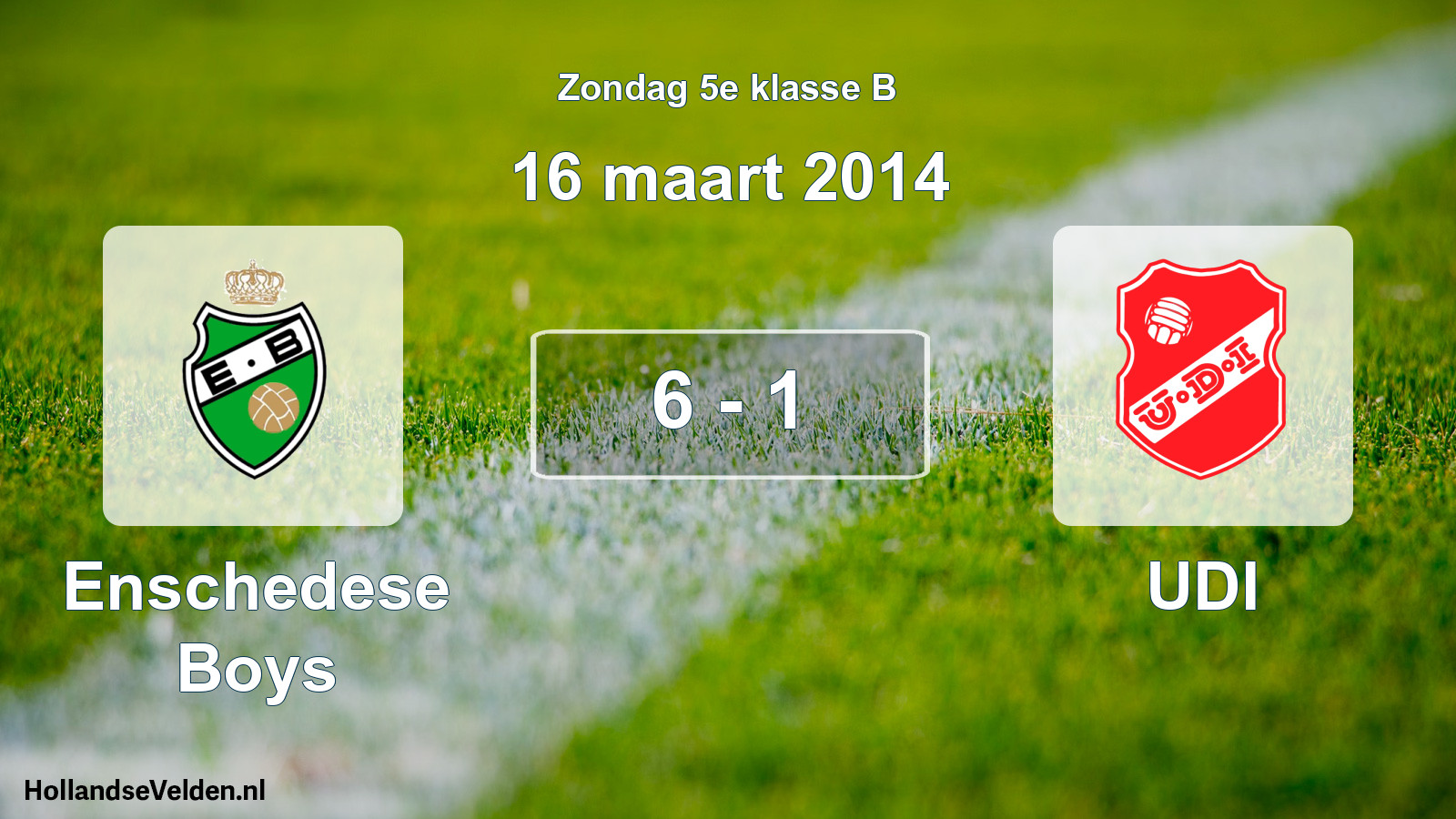 Gespeelde wedstrijd: Enschedese Boys - UDI 6 - 1 (16 maart 2014)