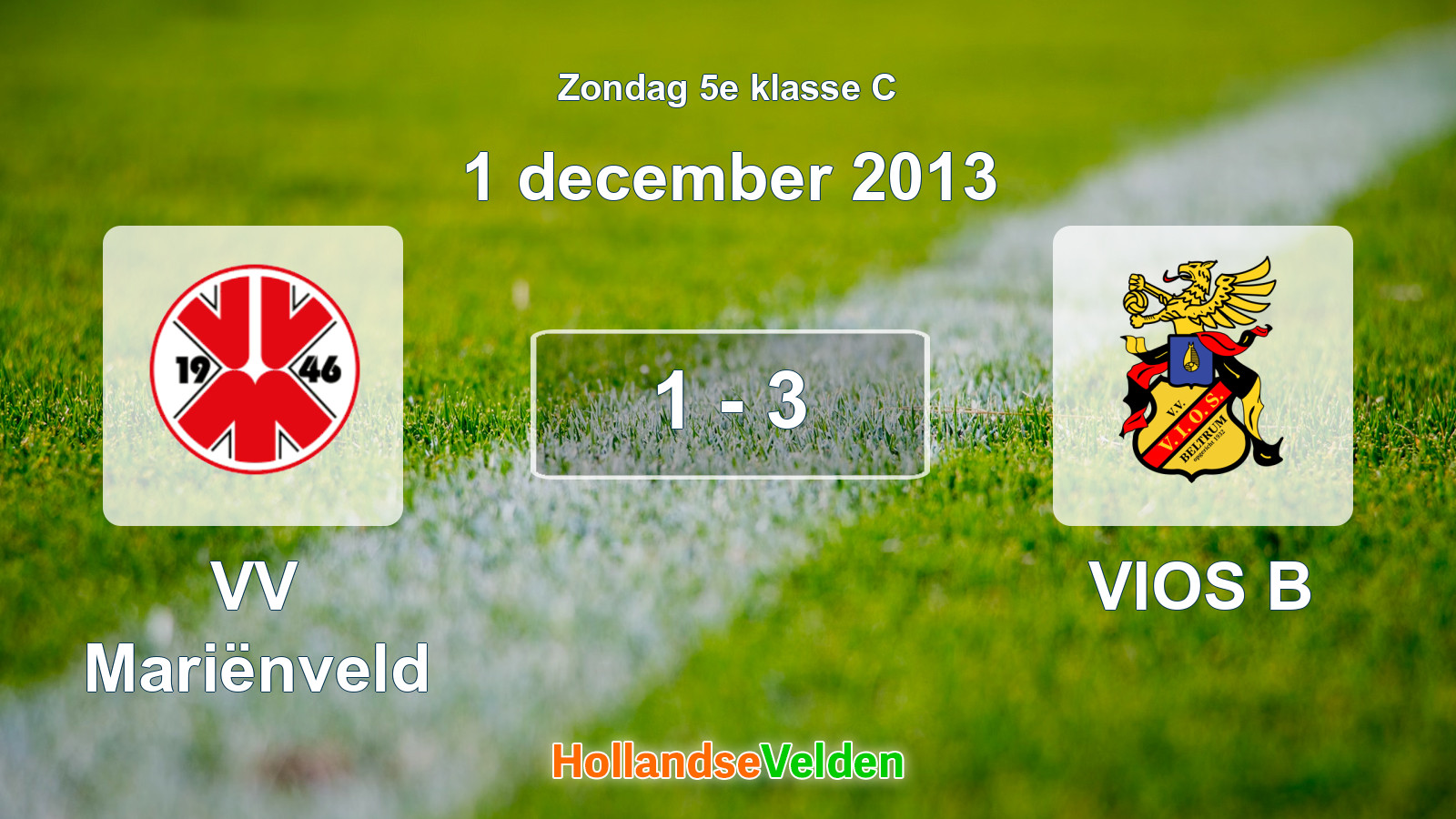 Gespeelde wedstrijd: VV Mariënveld - VIOS B 1 - 3 (1 december 2013)