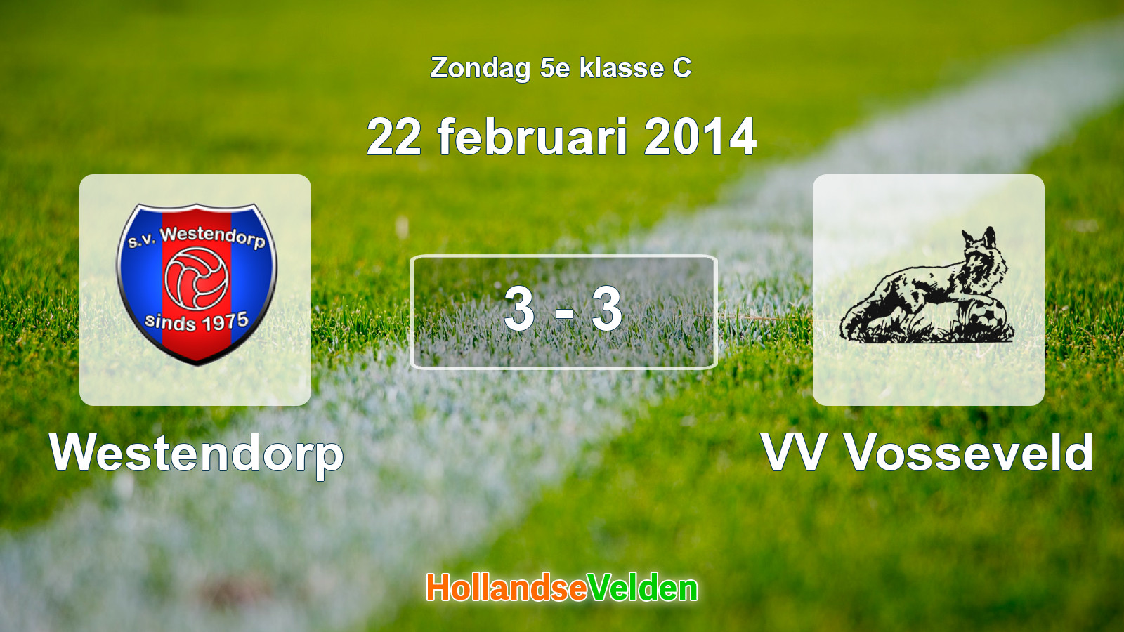 Gespeelde wedstrijd: Westendorp - VV Vosseveld 3 - 3 (22 februari 2014)