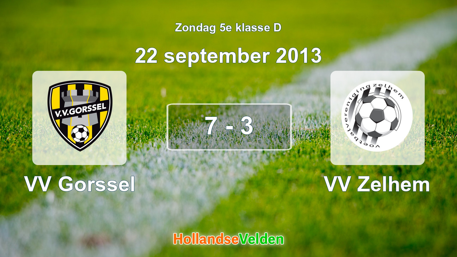 Gespeelde wedstrijd: VV Gorssel - VV Zelhem 7 - 3 (22 september 2013)