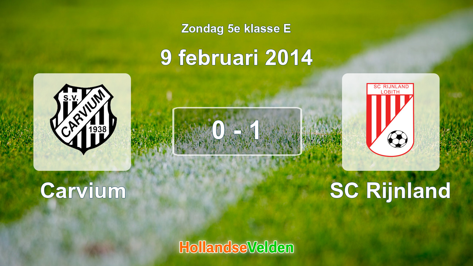 Gespeelde wedstrijd: Carvium - SC Rijnland 0 - 1 (9 februari 2014)