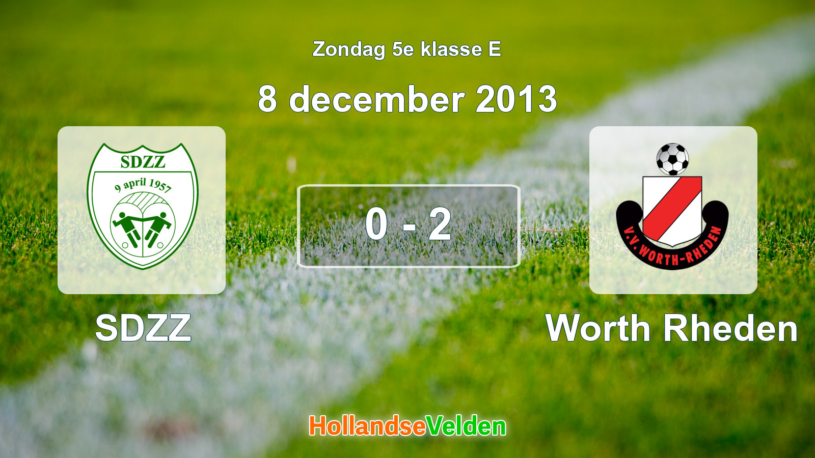 Gespeelde wedstrijd: SDZZ - Worth Rheden 0 - 2 (8 december 2013)