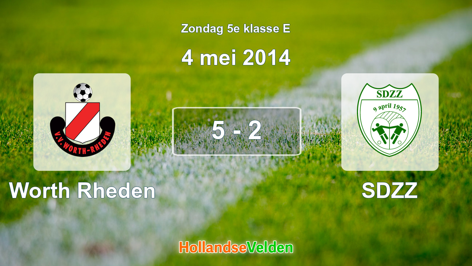 Gespeelde wedstrijd: Worth Rheden - SDZZ 5 - 2 (4 mei 2014)