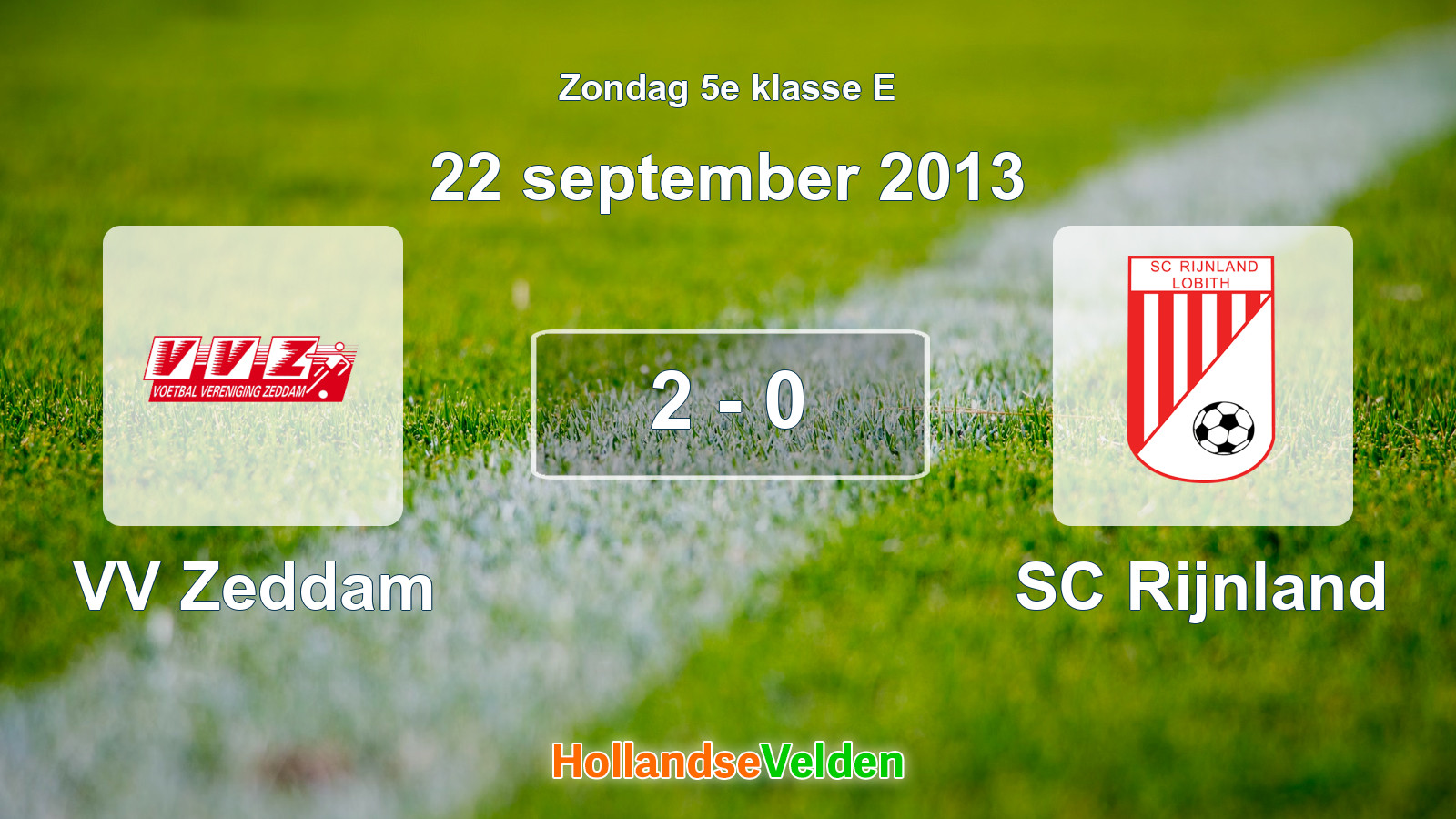 Gespeelde wedstrijd: VV Zeddam - SC Rijnland 2 - 0 (22 september 2013)