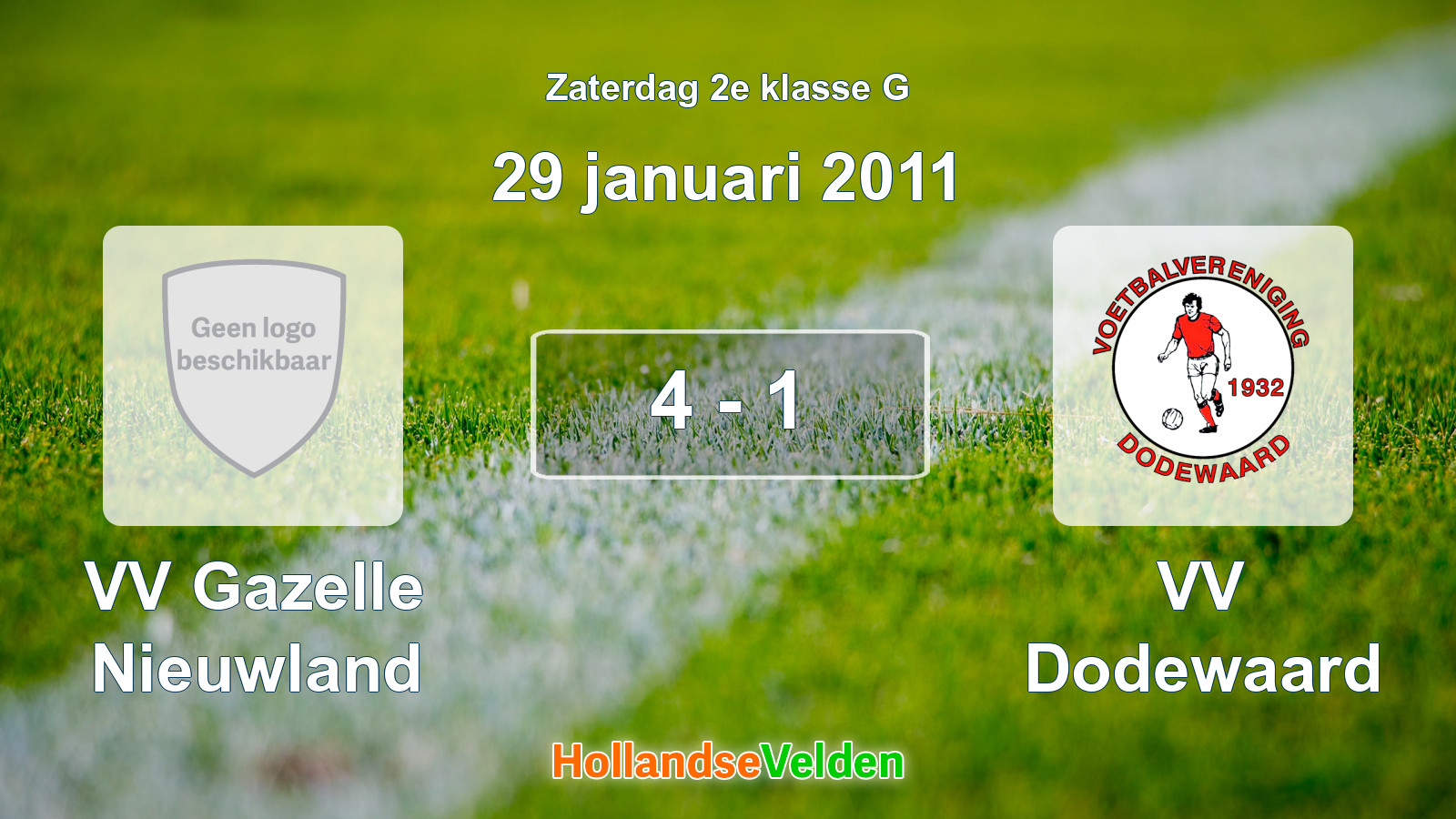 Gespeelde wedstrijd: VV Gazelle Nieuwland - VV Dodewaard 4 - 1 (29 januari 2011)