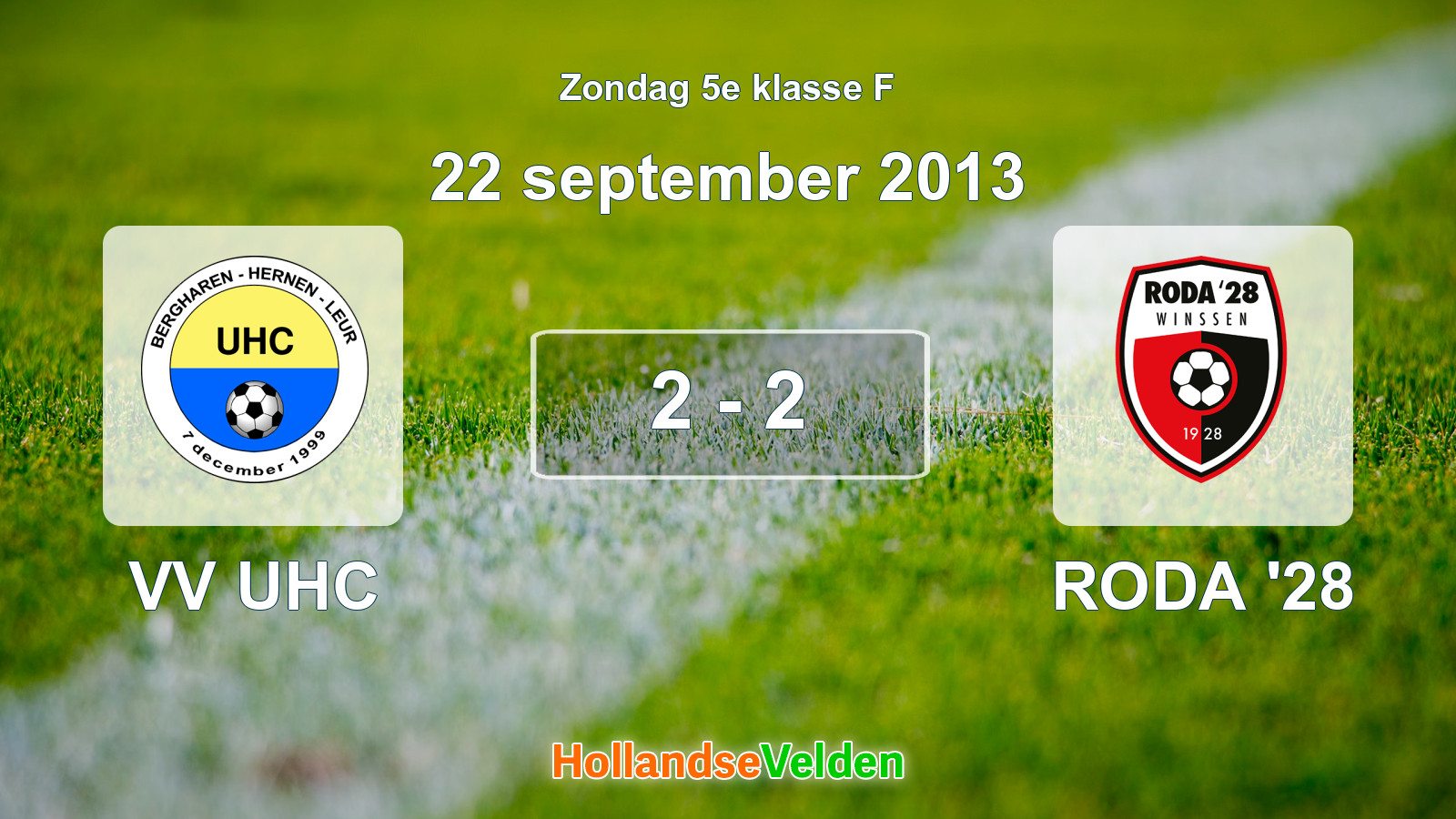 Gespeelde wedstrijd: VV UHC - RODA '28 2 - 2 (22 september 2013)
