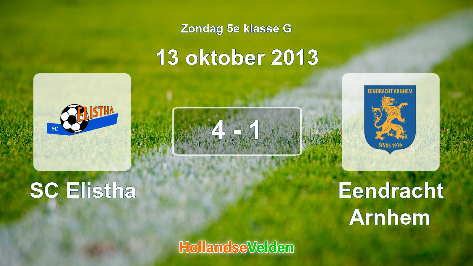 Gespeelde wedstrijd: SC Elistha - Eendracht Arnhem 4 - 1 (13 oktober 2013)