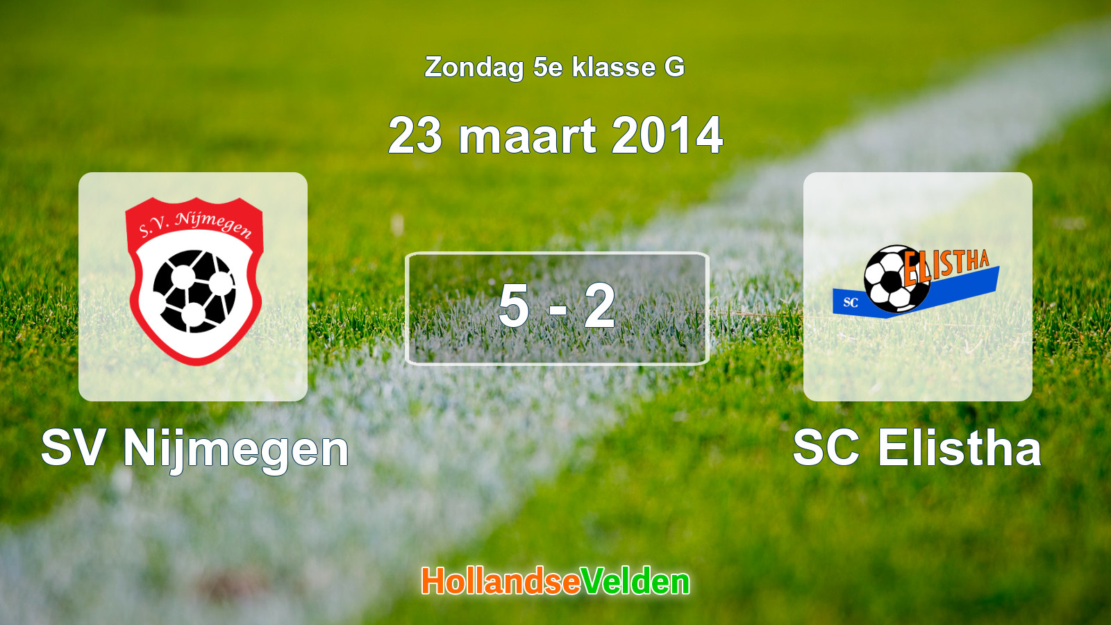 Gespeelde wedstrijd: SV Nijmegen - SC Elistha 5 - 2 (23 maart 2014)