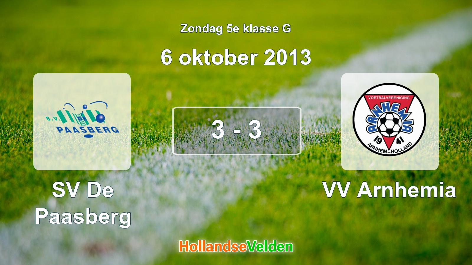 Gespeelde wedstrijd: SV De Paasberg - VV Arnhemia 3 - 3 (6 oktober 2013)