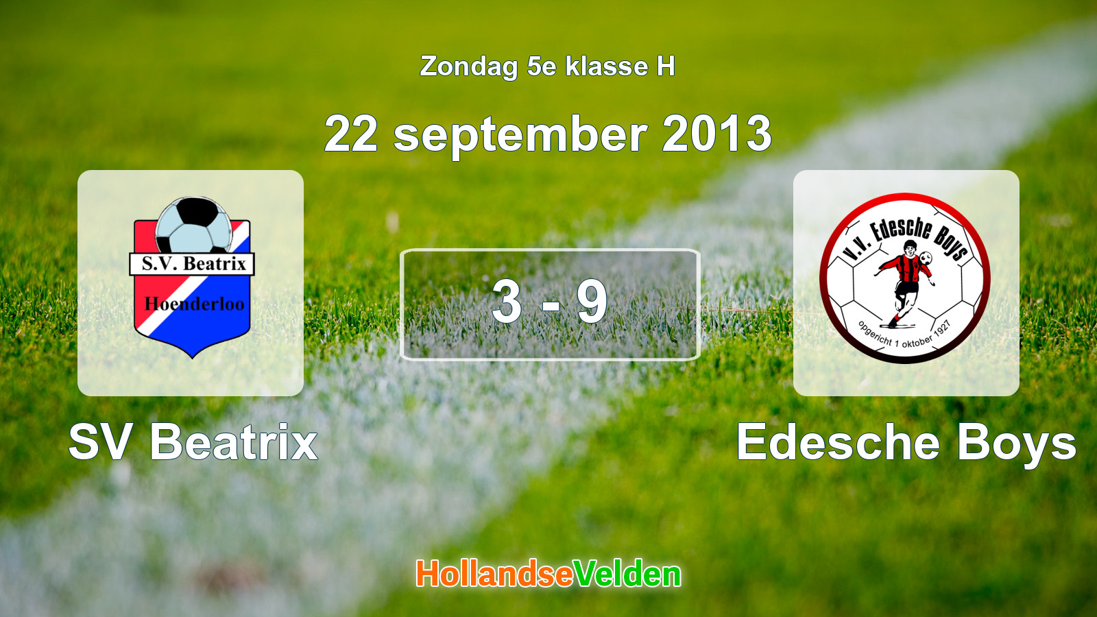 Gespeelde wedstrijd: SV Beatrix - Edesche Boys 3 - 9 (22 september 2013)