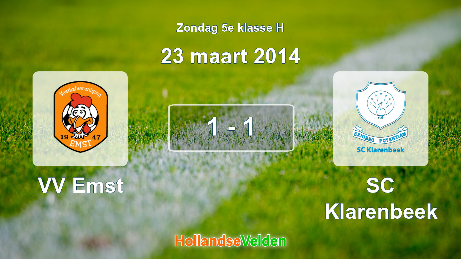Gespeelde wedstrijd: VV Emst - SC Klarenbeek 1 - 1 (23 maart 2014)