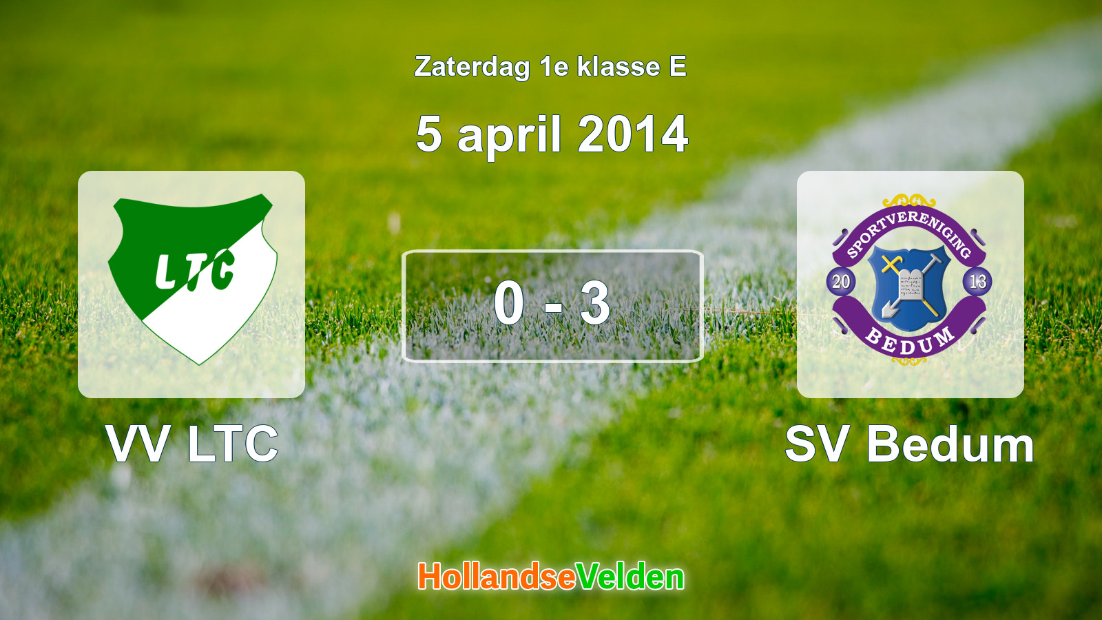 Gespeelde wedstrijd: VV LTC - SV Bedum 0 - 3 (5 april 2014)