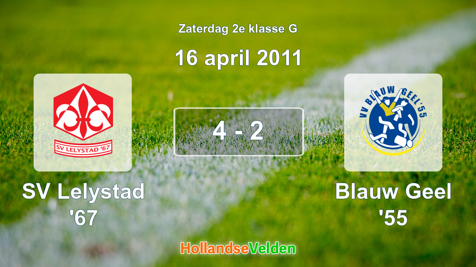 Gespeelde wedstrijd: SV Lelystad '67 - Blauw Geel '55 4 - 2 (16 april 2011)