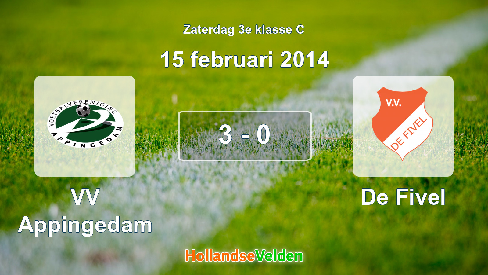 Gespeelde wedstrijd: VV Appingedam - De Fivel 3 - 0 (15 februari 2014)
