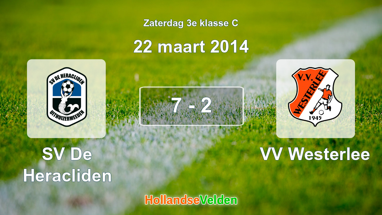 Gespeelde wedstrijd: SV De Heracliden - VV Westerlee 7 - 2 (22 maart 2014)