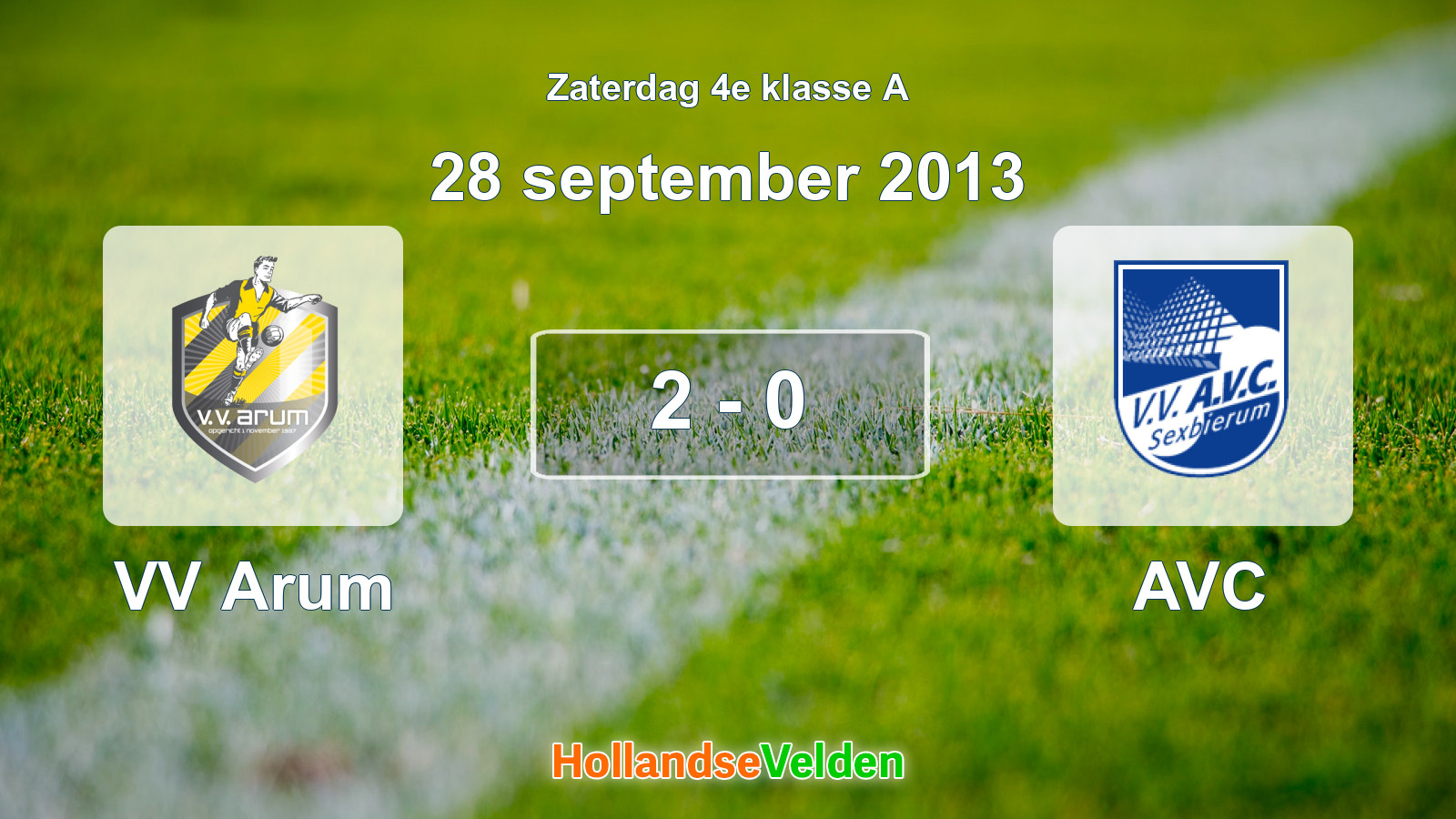 Gespeelde wedstrijd: VV Arum - AVC 2 - 0 (28 september 2013)