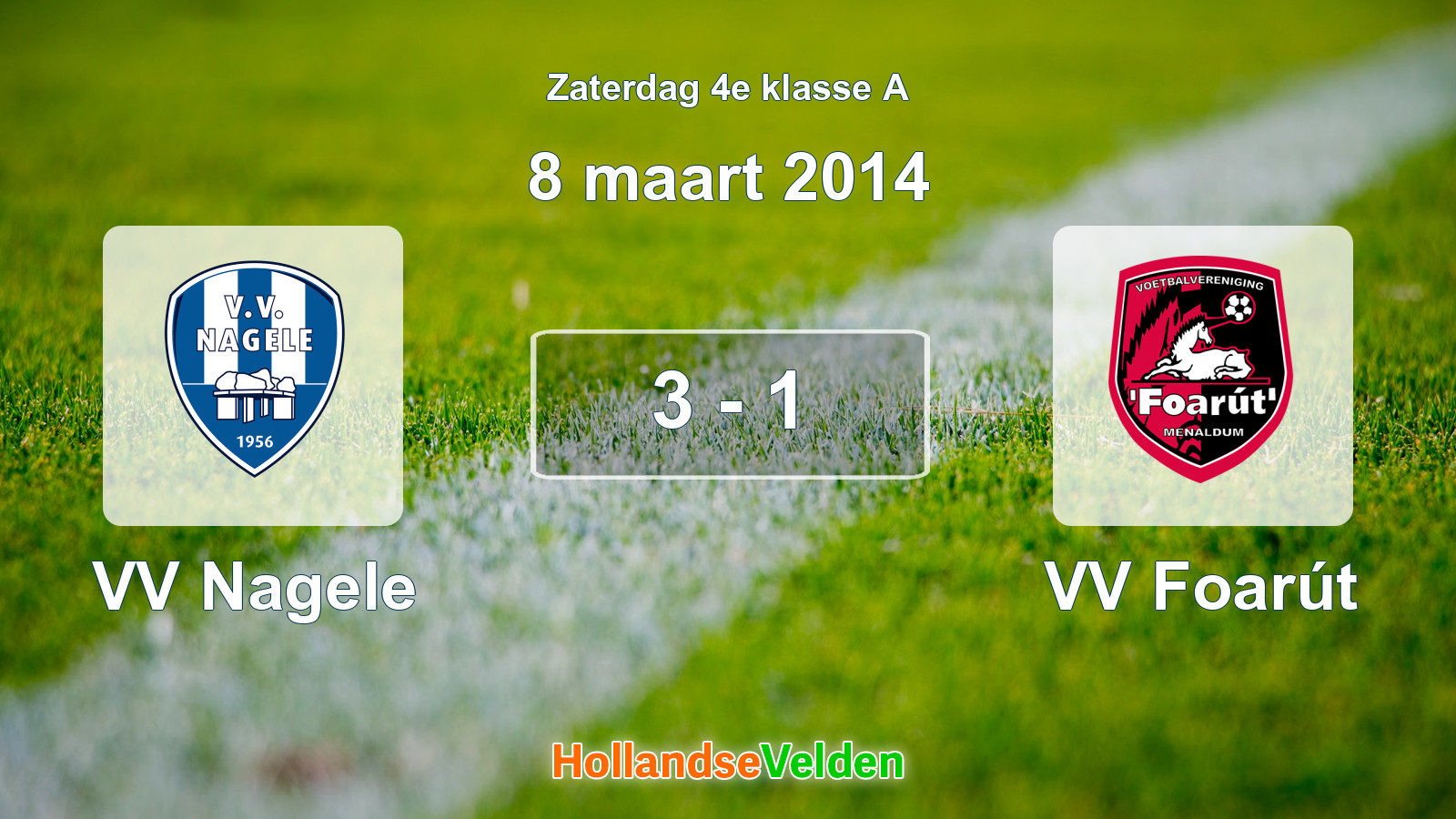 Gespeelde wedstrijd: VV Nagele - VV Foarút 3 - 1 (8 maart 2014)