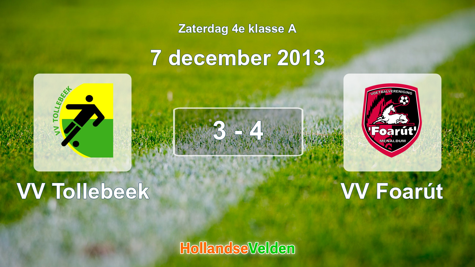 Gespeelde wedstrijd: VV Tollebeek - VV Foarút 3 - 4 (7 december 2013)
