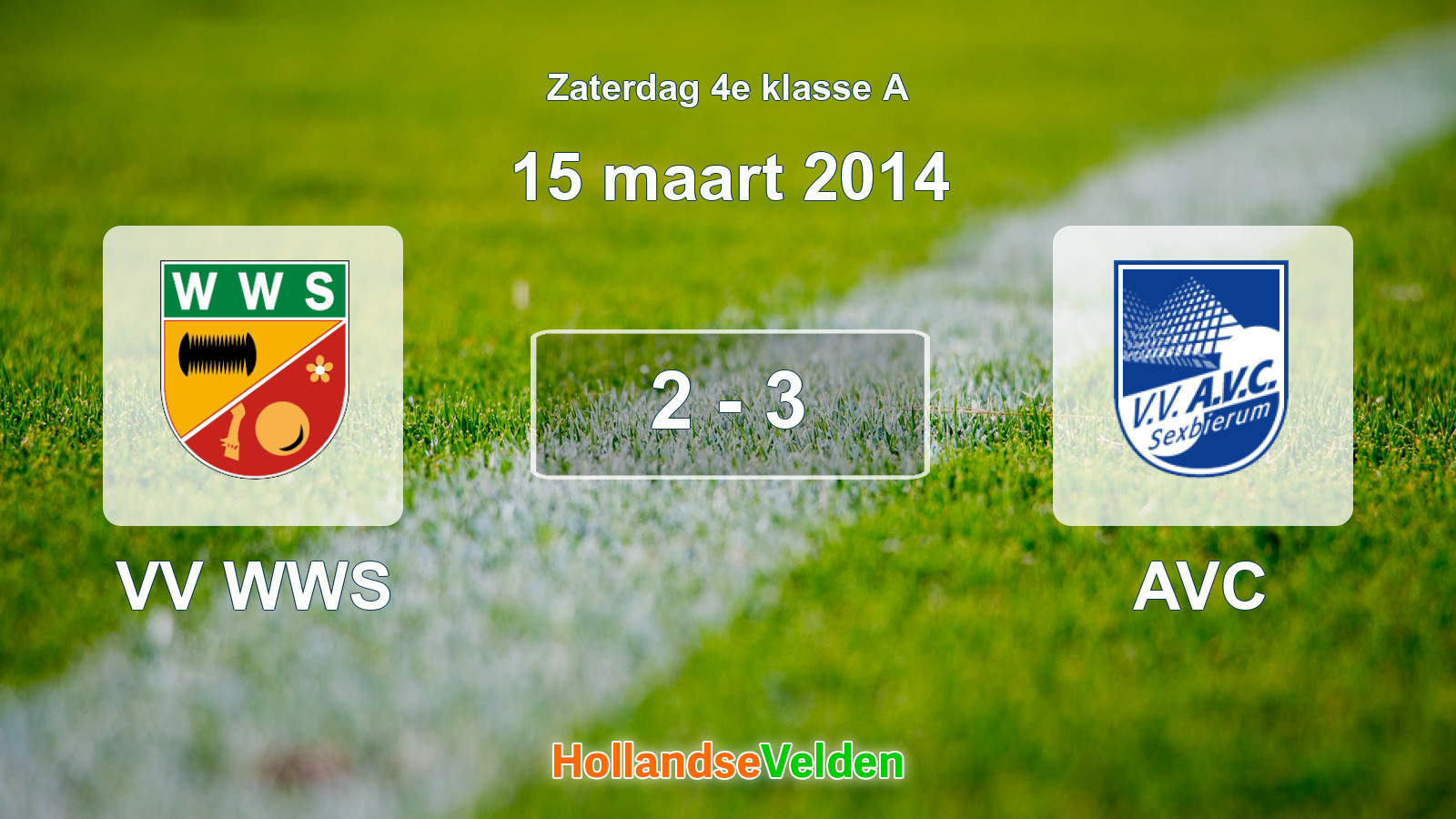 Gespeelde wedstrijd: VV WWS - AVC 2 - 3 (15 maart 2014)