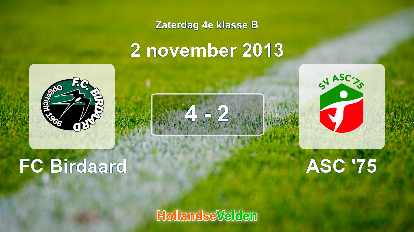 Gespeelde wedstrijd: FC Birdaard - ASC '75 4 - 2 (2 november 2013)