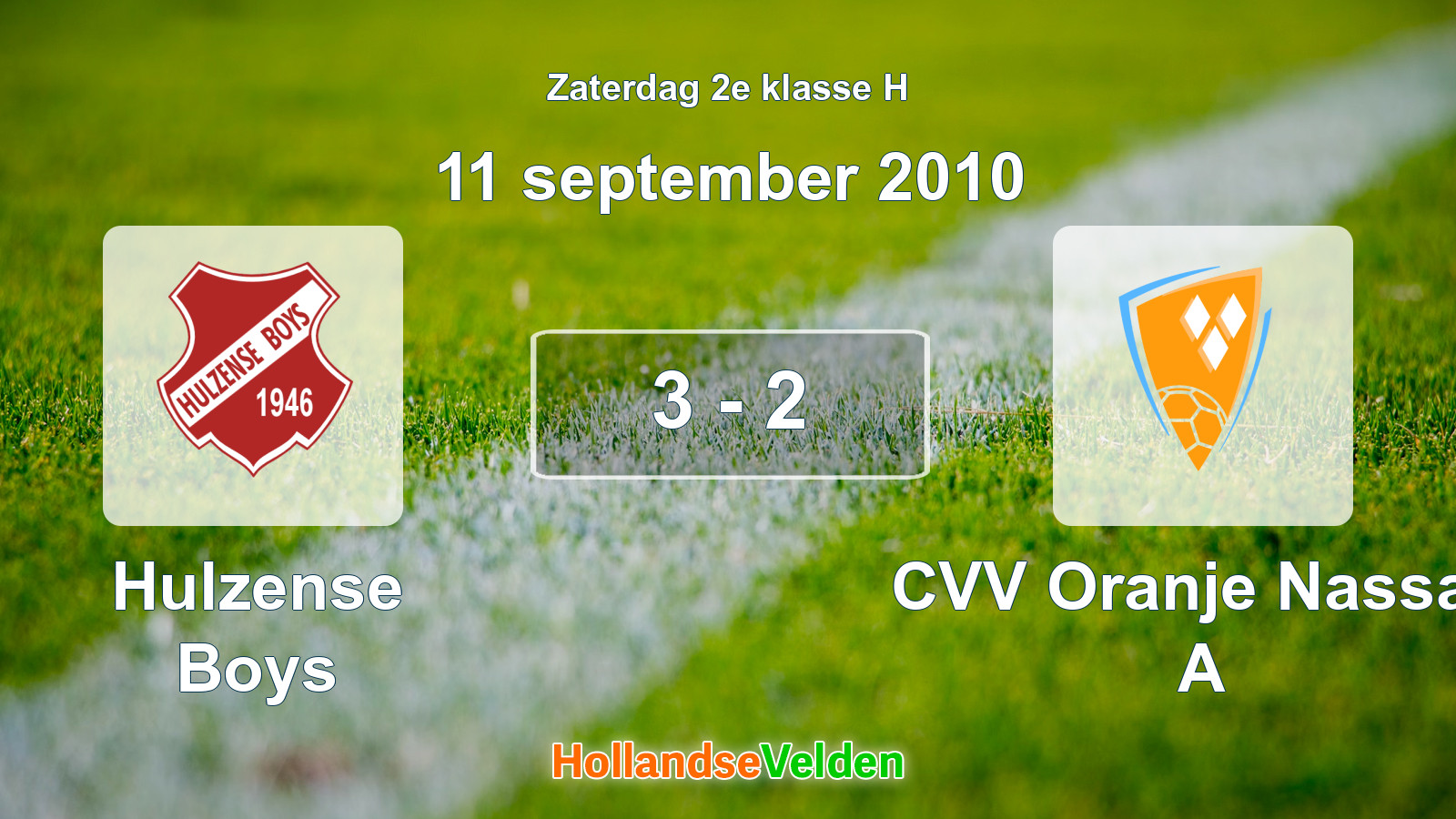 Gespeelde wedstrijd: Hulzense Boys - CVV Oranje Nassau A 3 - 2 (11 september 2010)