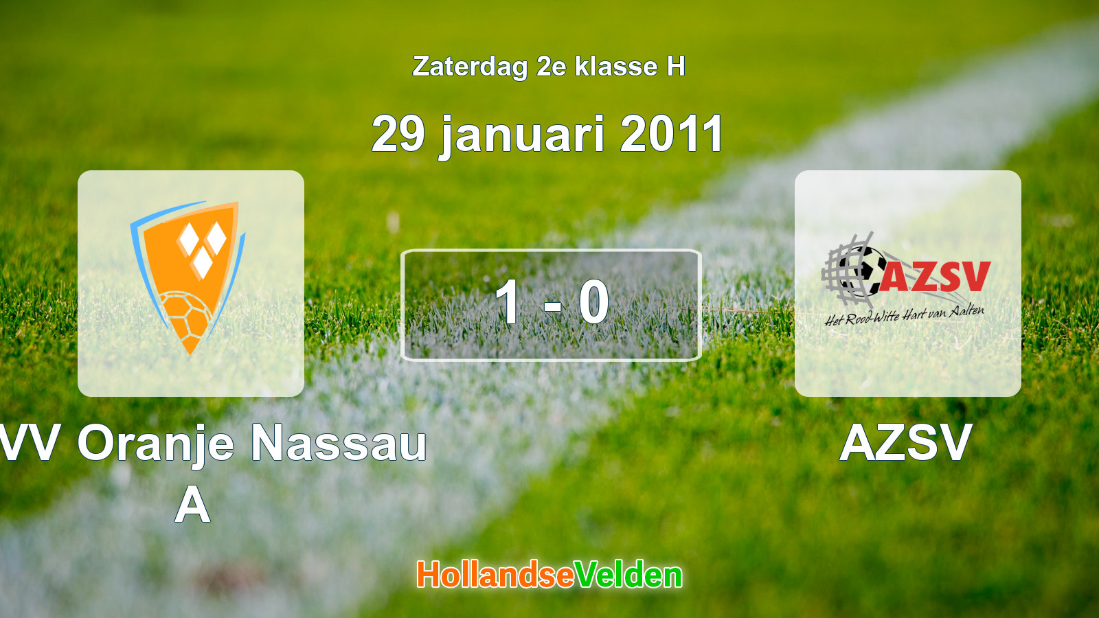 Gespeelde wedstrijd: CVV Oranje Nassau A - AZSV 1 - 0 (29 januari 2011)
