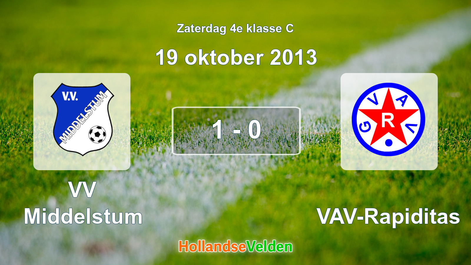 Gespeelde wedstrijd: VV Middelstum - GVAV-Rapiditas 1 - 0 (19 oktober 2013)