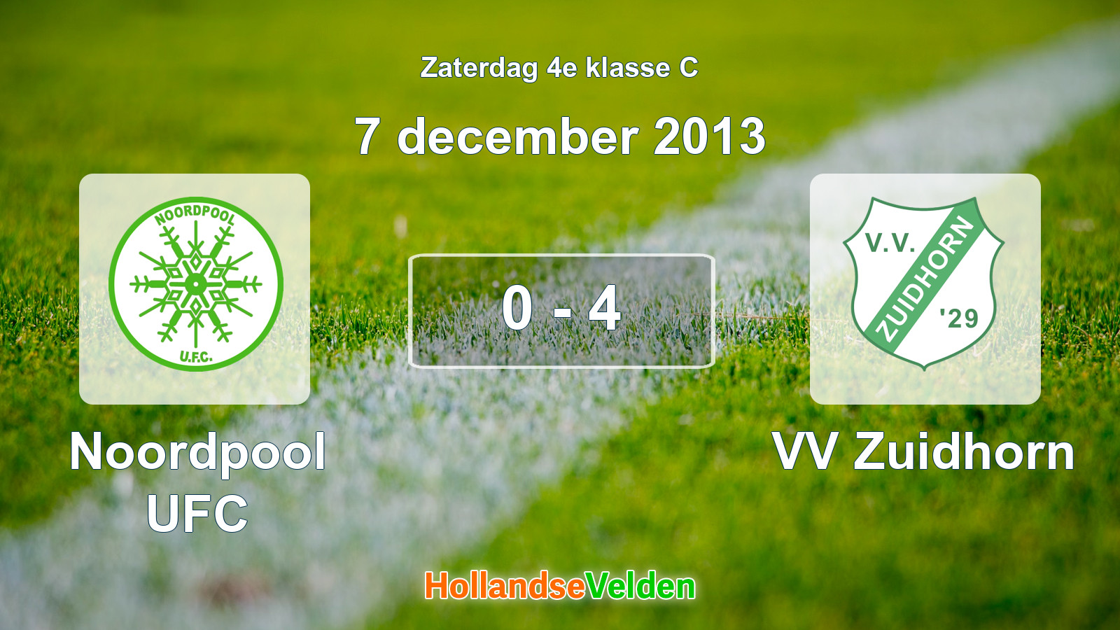 Gespeelde wedstrijd: Noordpool UFC - VV Zuidhorn 0 - 4 (7 december 2013)