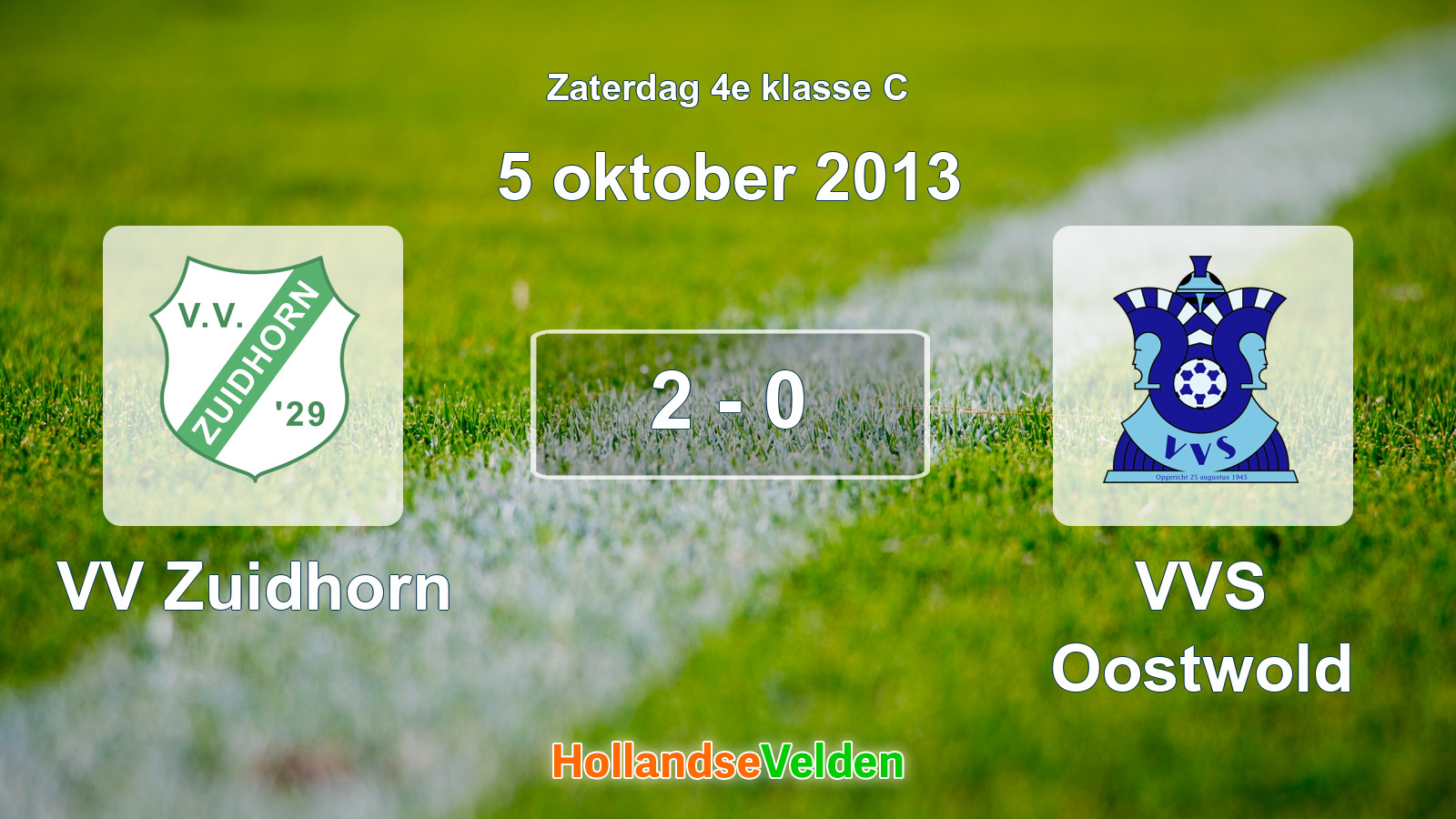 Gespeelde wedstrijd: VV Zuidhorn - VVS Oostwold 2 - 0 (5 oktober 2013)