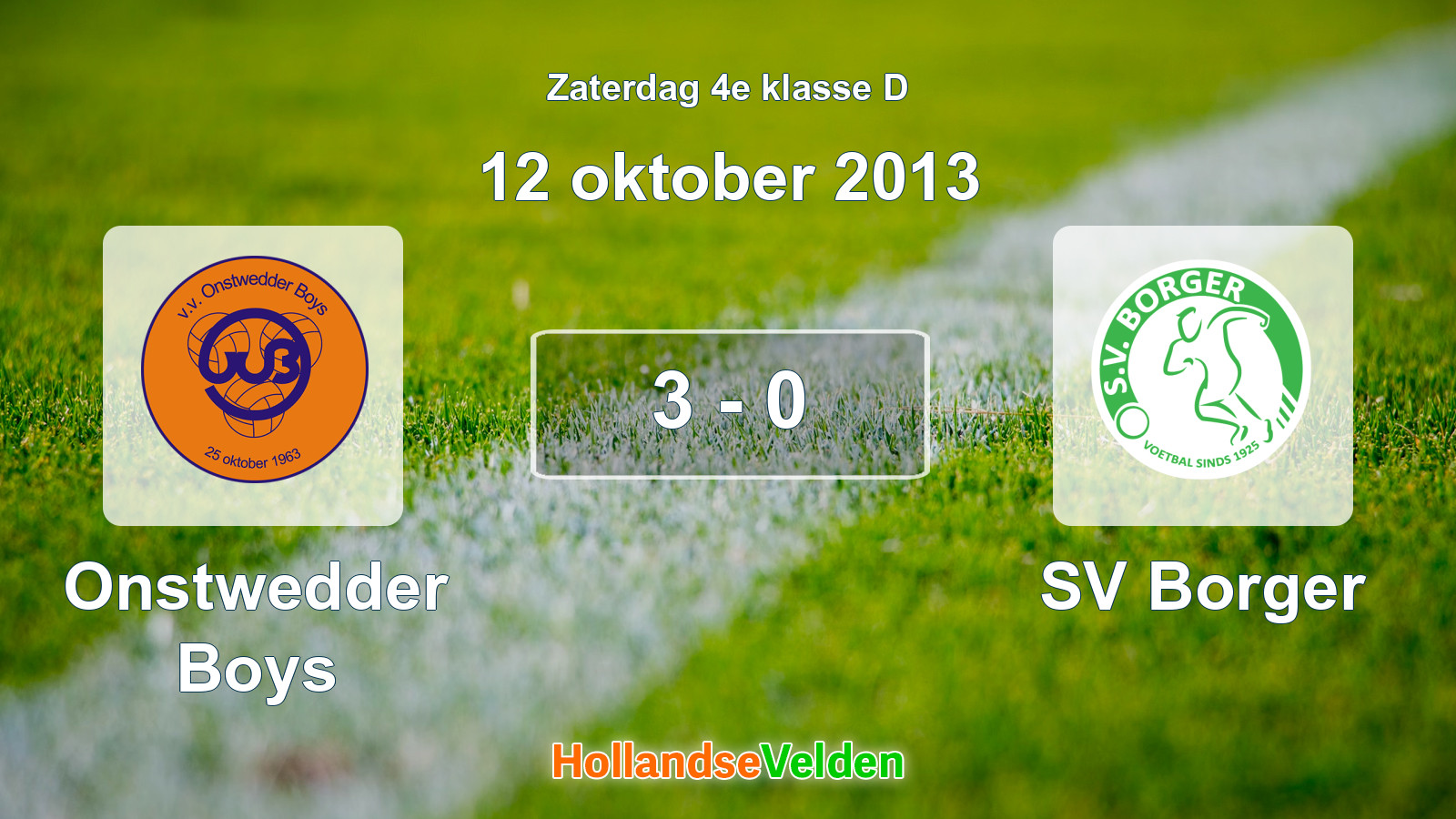 Gespeelde wedstrijd: Onstwedder Boys - SV Borger 3 - 0 (12 oktober 2013)
