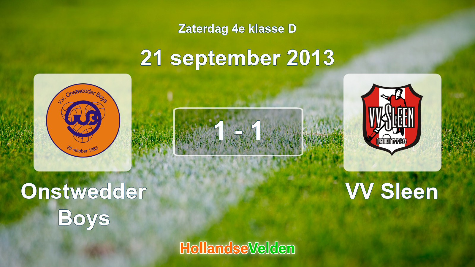 Gespeelde wedstrijd: Onstwedder Boys - VV Sleen 1 - 1 (21 september 2013)