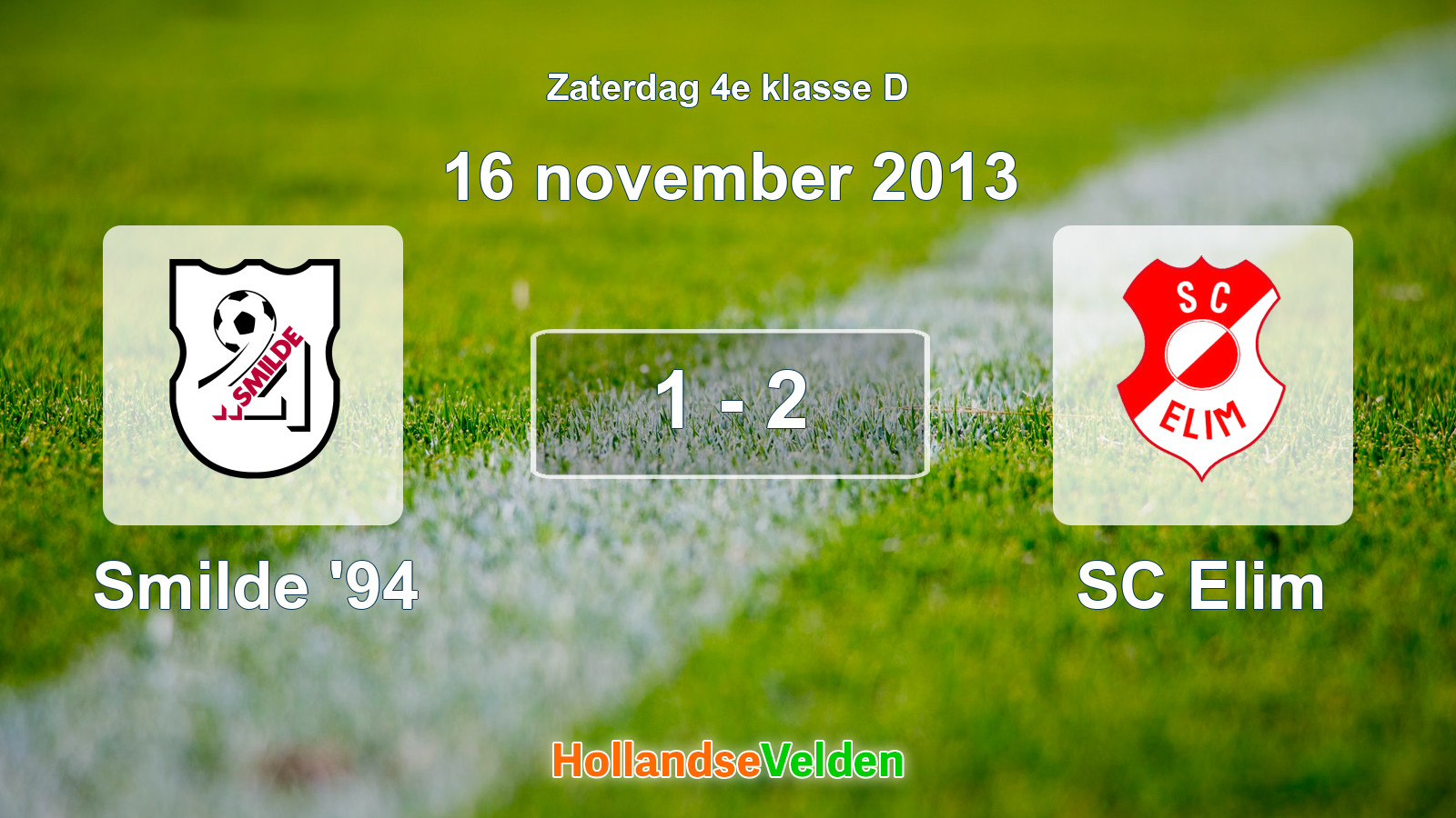 Gespeelde wedstrijd: Smilde '94 - SC Elim 1 - 2 (16 november 2013)