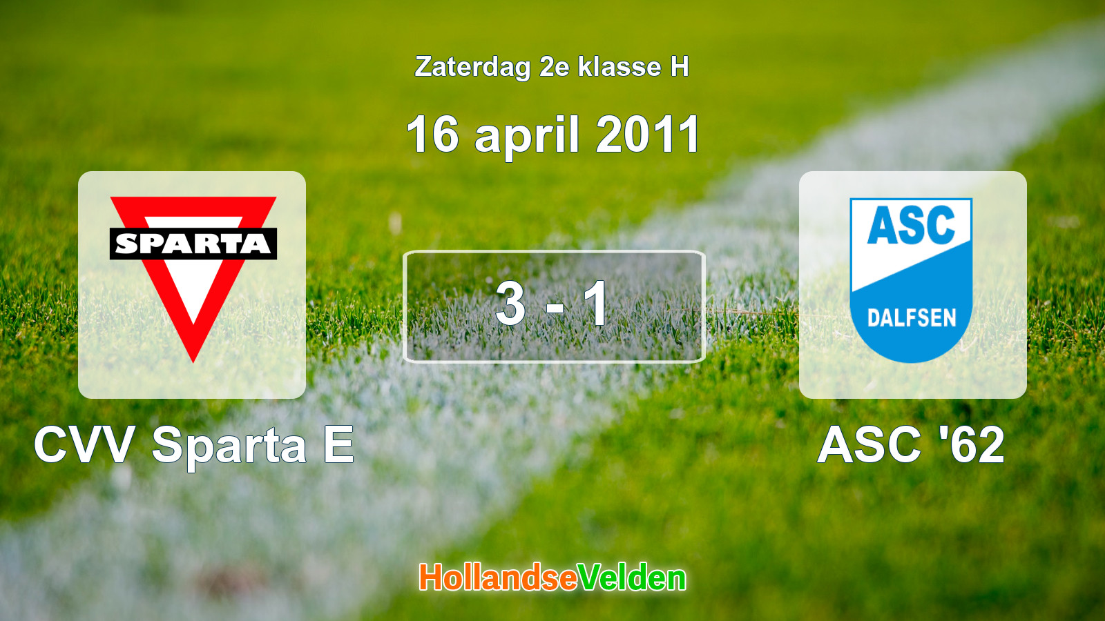 Gespeelde wedstrijd: CVV Sparta E - ASC '62 3 - 1 (16 april 2011)