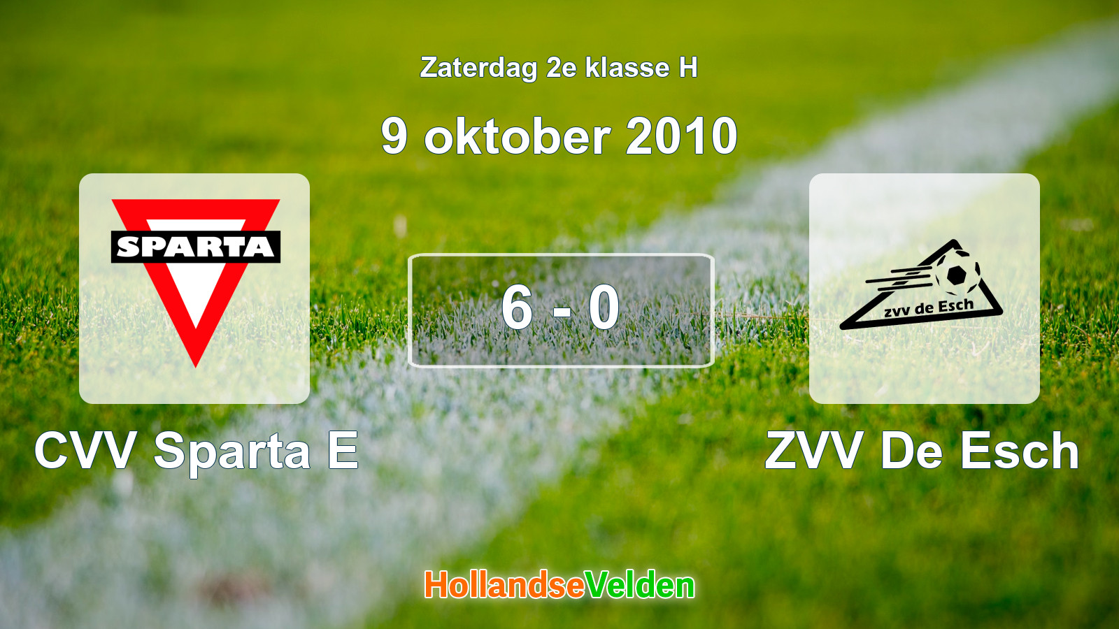 Gespeelde wedstrijd: CVV Sparta E - ZVV De Esch 6 - 0 (9 oktober 2010)