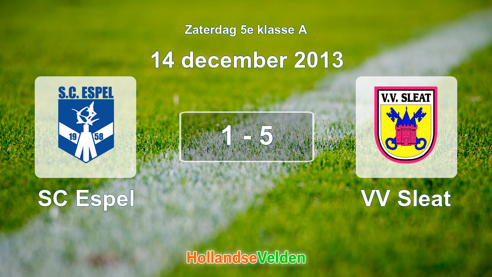 Gespeelde wedstrijd: SC Espel - VV Sleat 1 - 5 (14 december 2013)