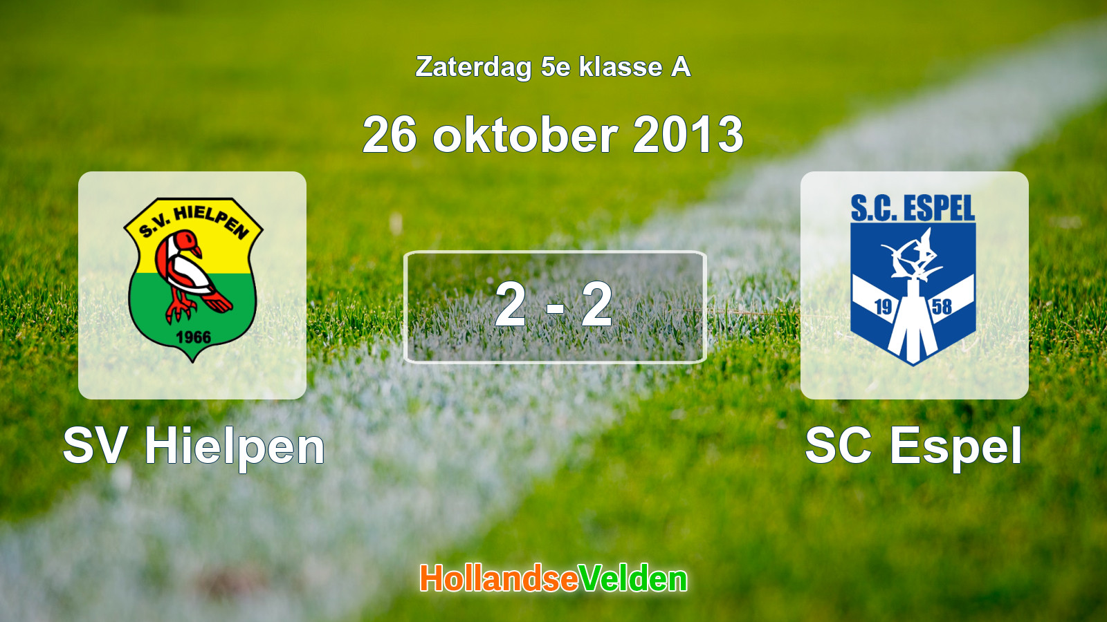 Gespeelde wedstrijd: SV Hielpen - SC Espel 2 - 2 (26 oktober 2013)