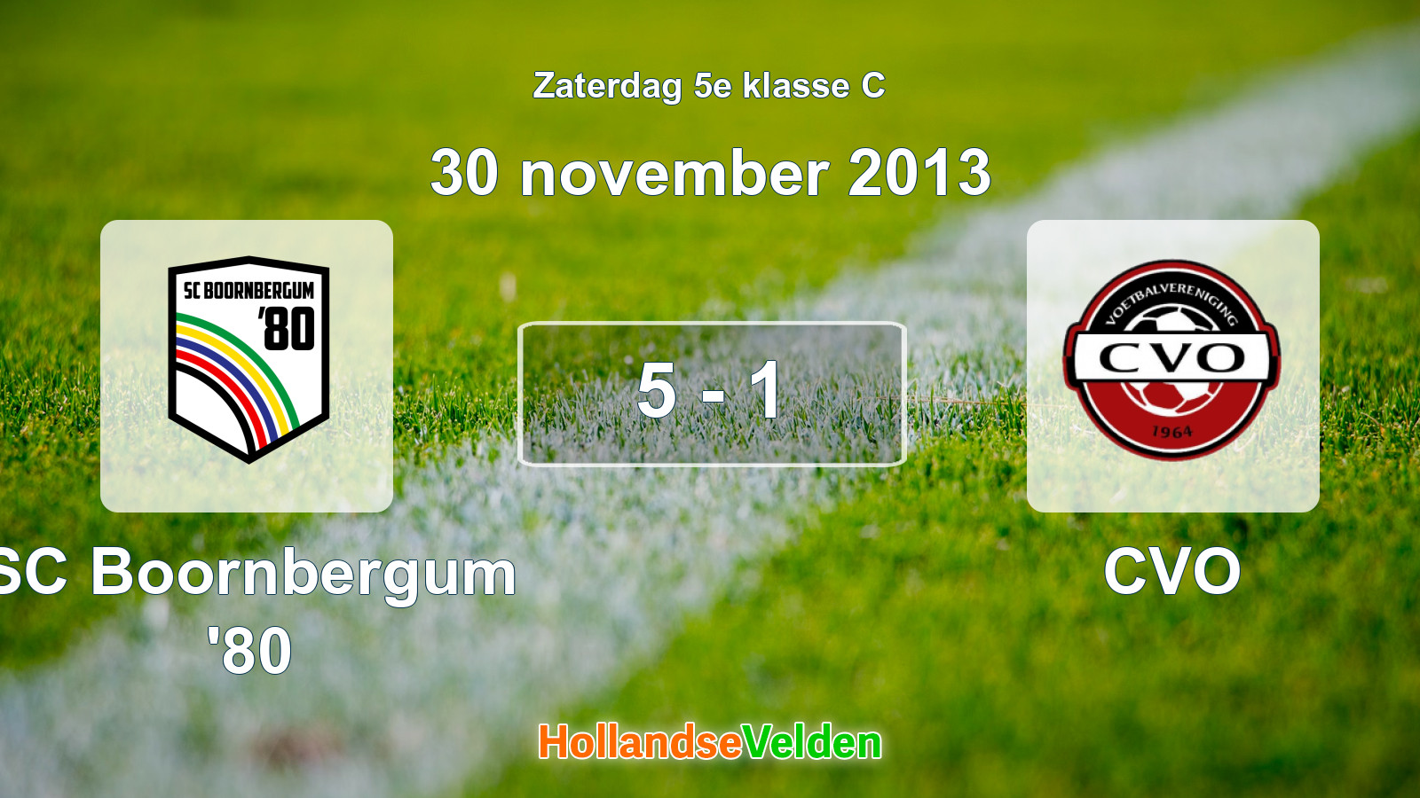 Gespeelde wedstrijd: SC Boornbergum '80 - CVO 5 - 1 (30 november 2013)