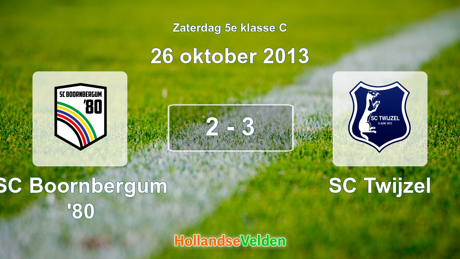 Gespeelde wedstrijd: SC Boornbergum '80 - SC Twijzel 2 - 3 (26 oktober 2013)