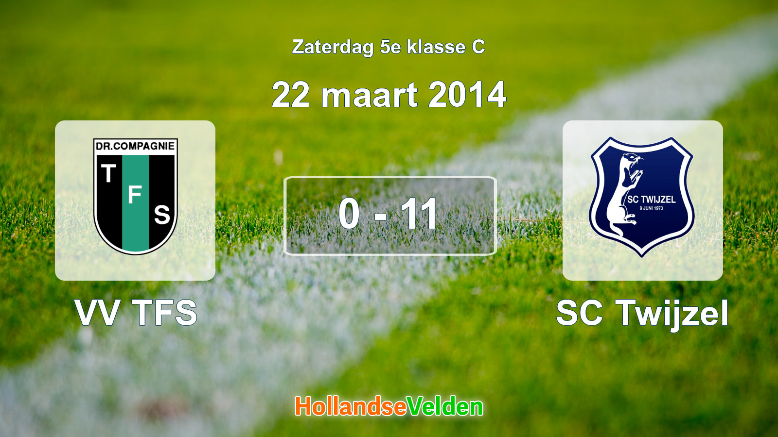 Gespeelde wedstrijd: VV TFS - SC Twijzel 0 - 11 (22 maart 2014)