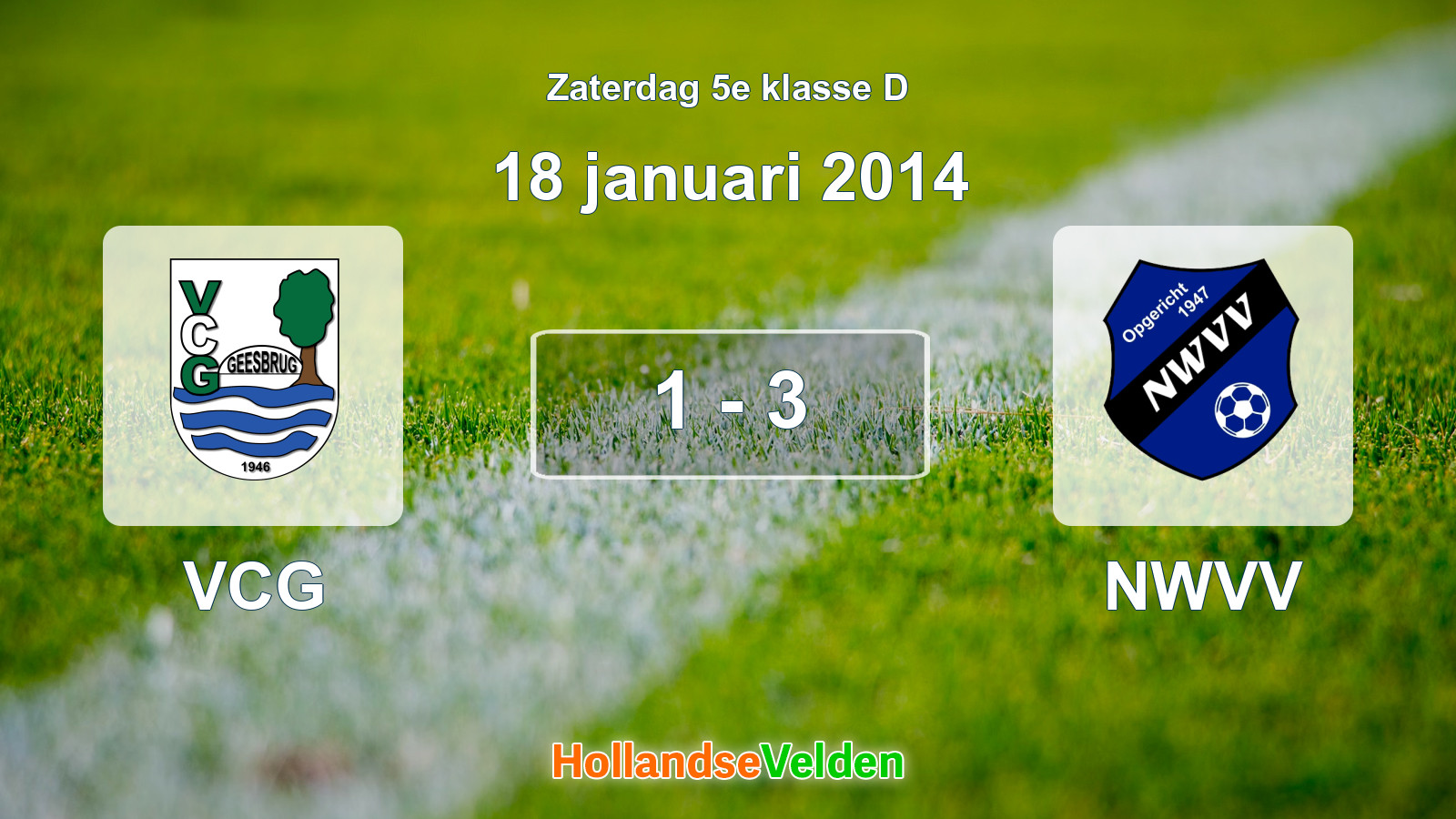 Gespeelde wedstrijd: VCG - NWVV 1 - 3 (18 januari 2014)